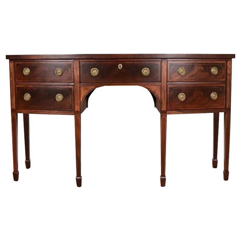 Baker Furniture Historic Federal Inlaid Sideboard Credenza, Newly Refinished For Sale