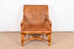 Baker Furniture Hollywood Regency Loungesessel aus Bambus, Rattan und Schilfrohr