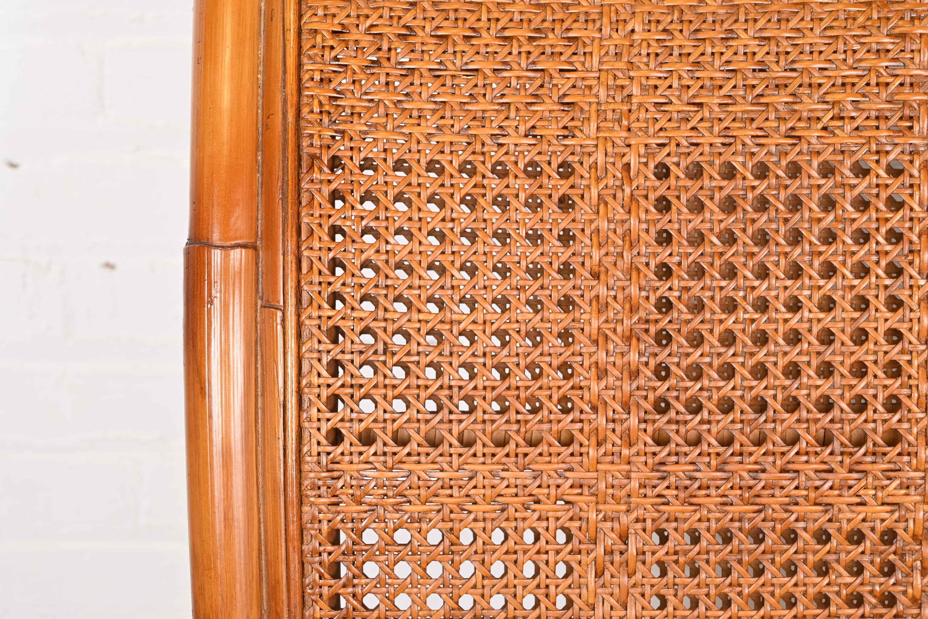Baker Furniture Hollywood Regency Bamboo Rattan and Cane Lounge Chair For Sale 3
