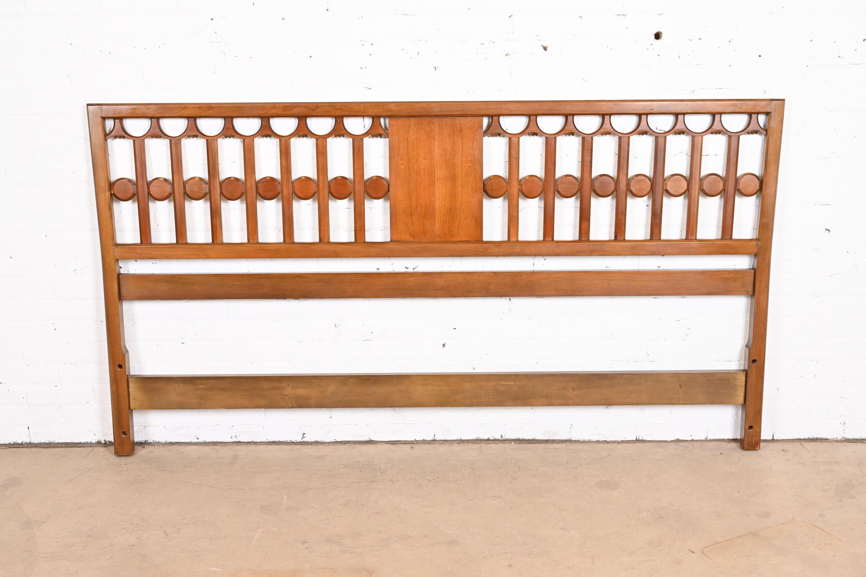 Baker Furniture Hollywood Regency Cherry Wood and Gold Gilt King Size Headboard 5