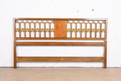 Baker Furniture Hollywood Regency Cherry Wood and Gold Gilt King Size Headboard