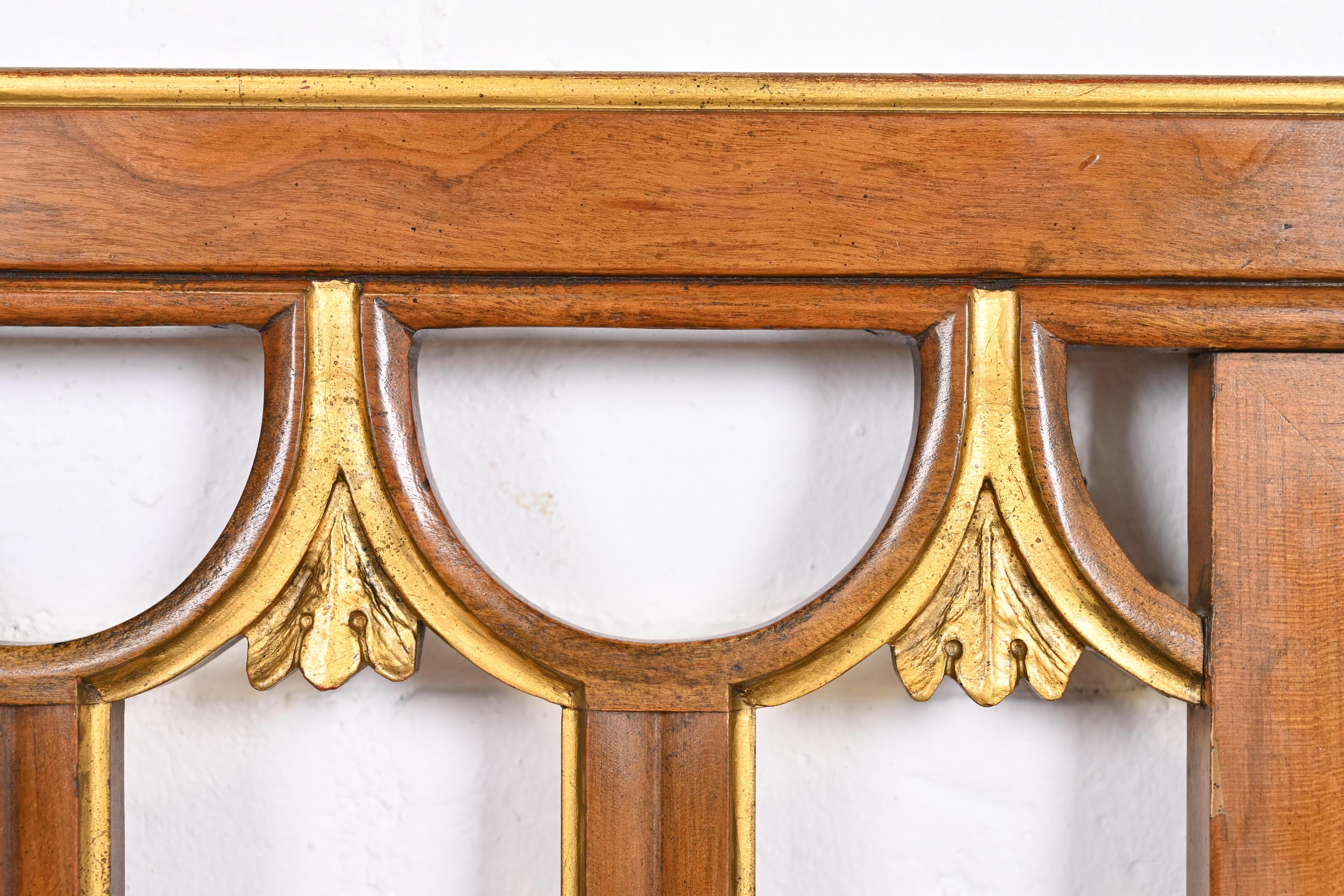 Baker Furniture Hollywood Regency Cherry Wood and Gold Gilt King Size Headboard 2