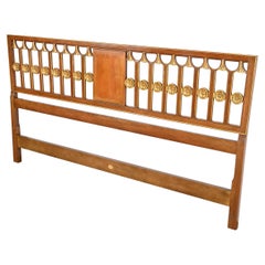 Baker Furniture Hollywood Regency Cherry Wood and Gold Gilt King Size Headboard