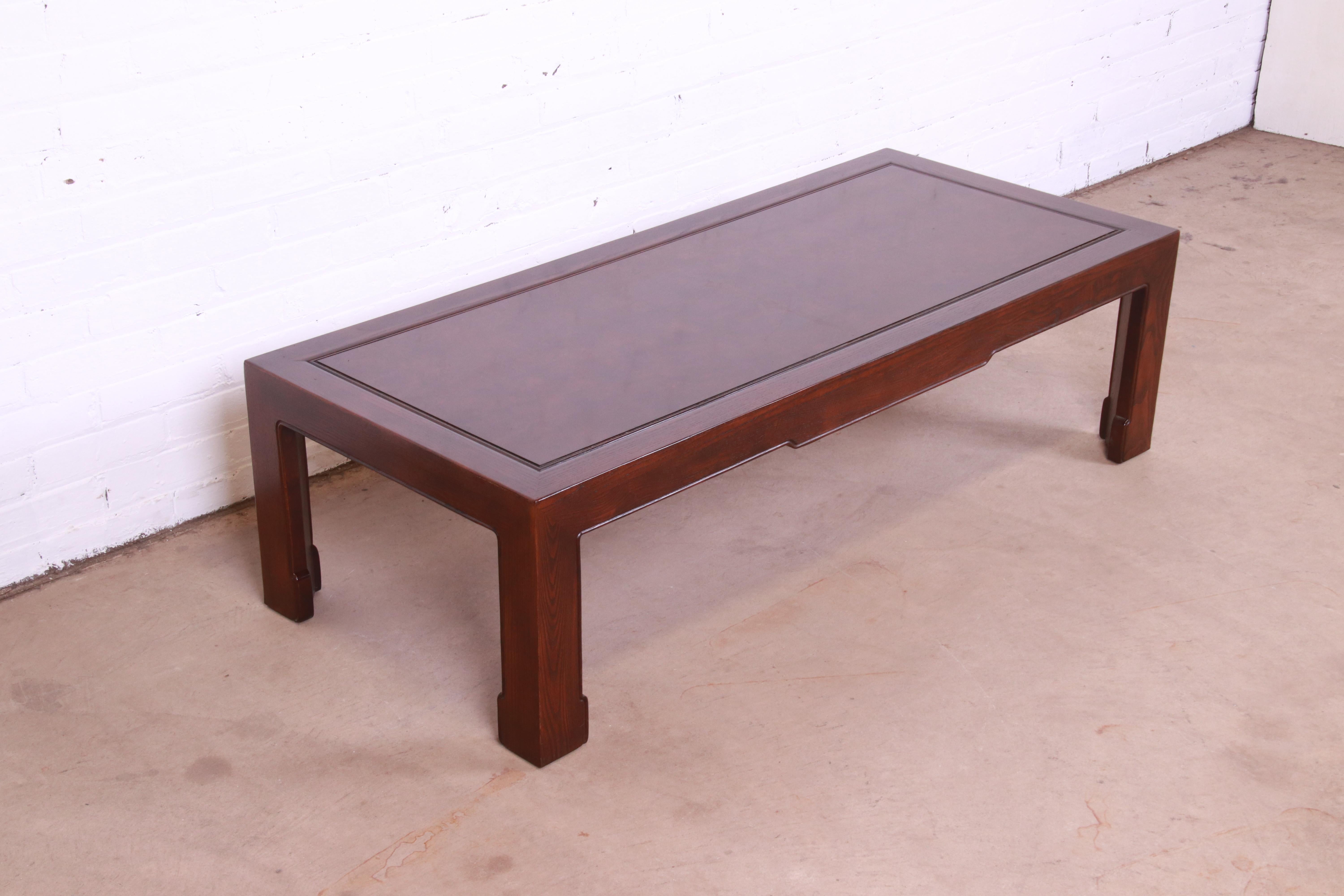 Late 20th Century Baker Furniture Hollywood Regency Chinoiserie Burl Wood Coffee Table, 1970s
