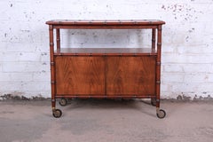 Baker Furniture Hollywood Regency Chinoiserie Faux Bamboo Bar Cart
