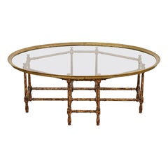 Mesa Baker Furniture Hollywood Regency Chinoiserie Faux Bambú, Latón y Cristal