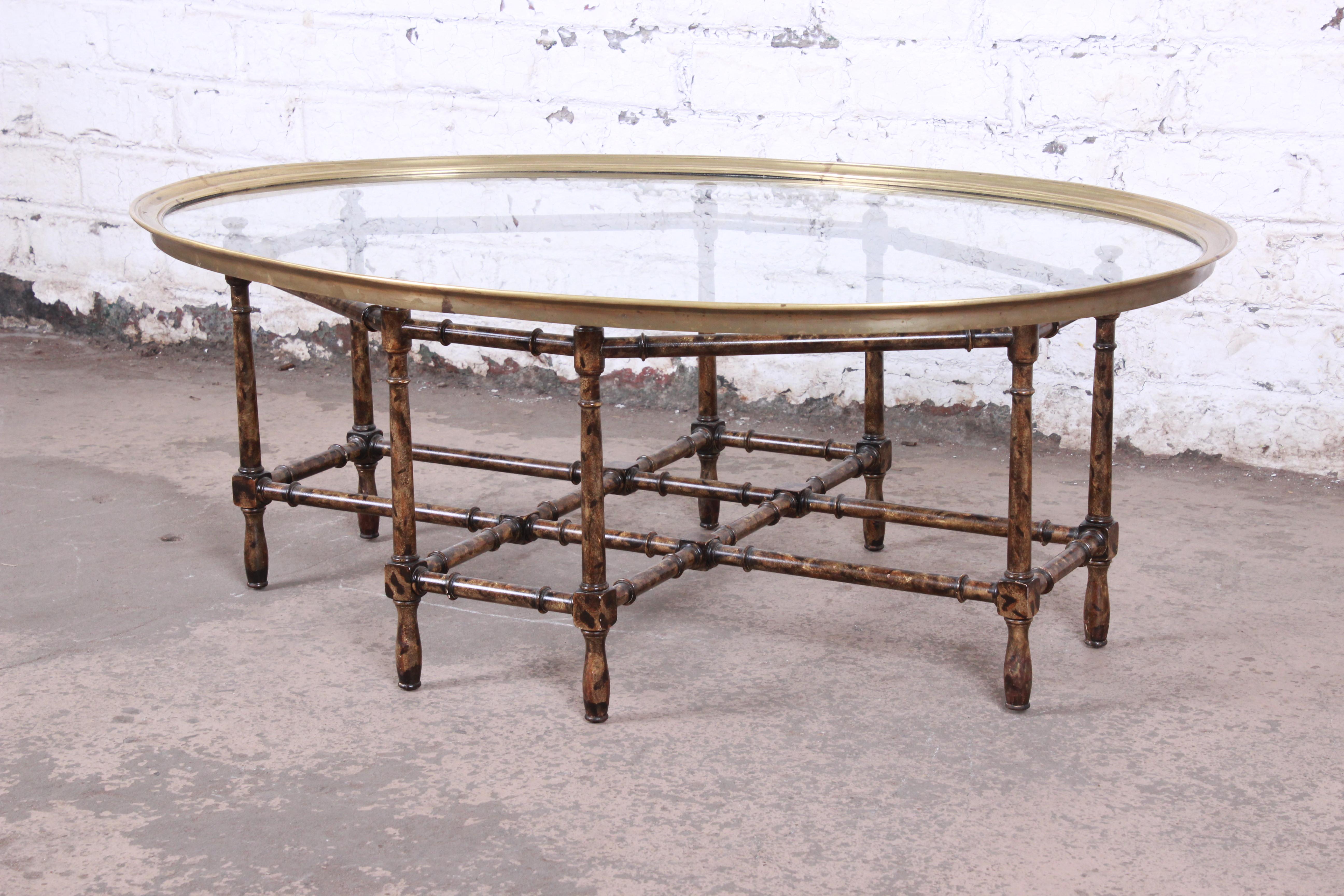 American Baker Furniture Hollywood Regency Chinoiserie Faux Bamboo Cocktail Table, 1970s