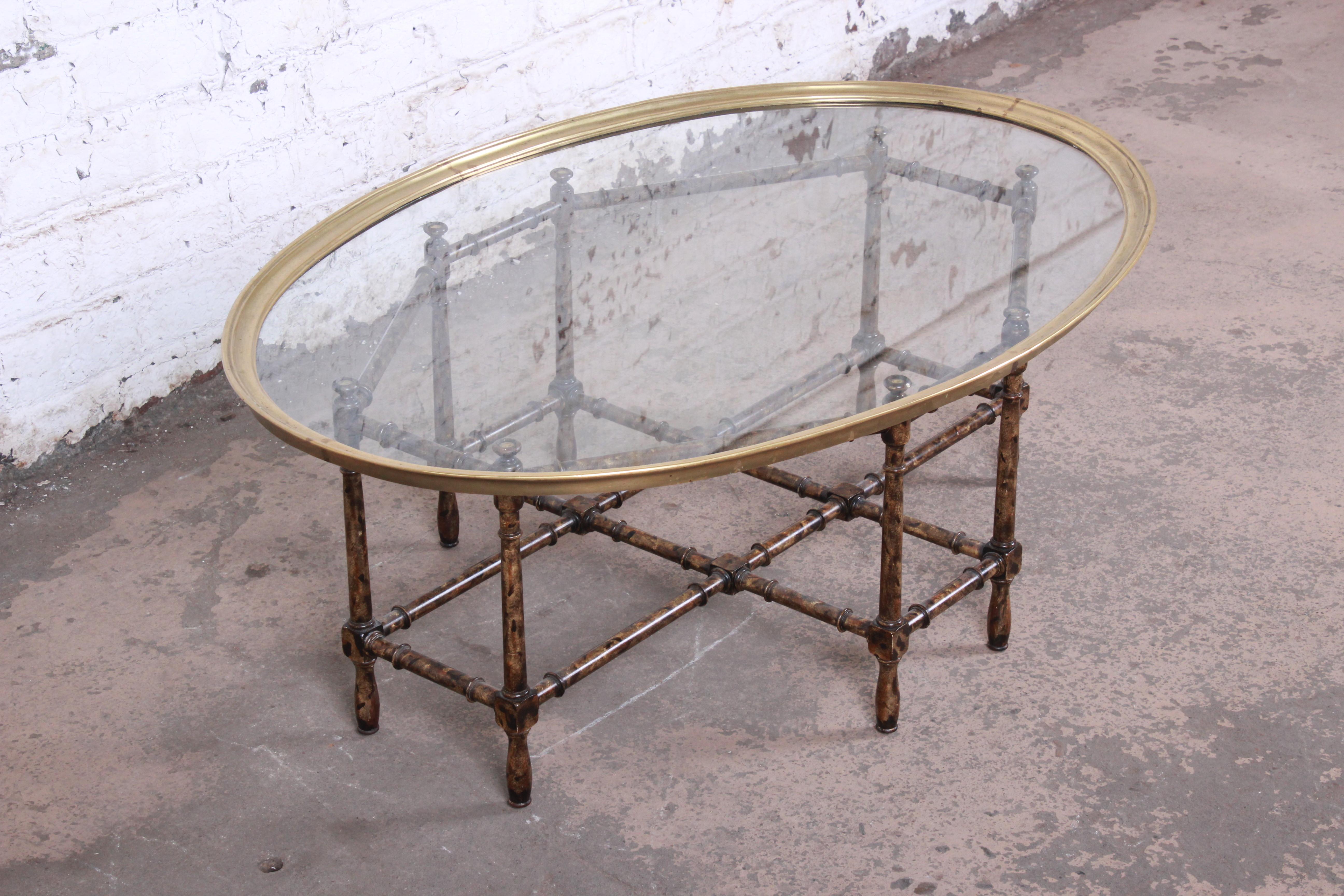 Baker Furniture Hollywood Regency Chinoiserie Faux Bamboo Cocktail Table, 1970s In Good Condition In South Bend, IN
