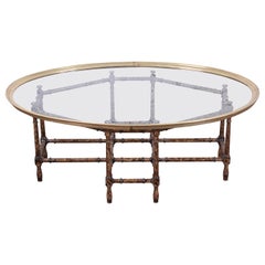 Vintage Baker Furniture Hollywood Regency Chinoiserie Faux Bamboo Cocktail Table, 1970s