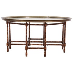 Baker Furniture Hollywood Regency Chinoiserie Faux Bamboo Cocktail Table