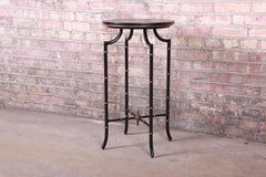 Baker Furniture Hollywood Regency Chinoiserie Faux Bamboo Side Table or Pedestal