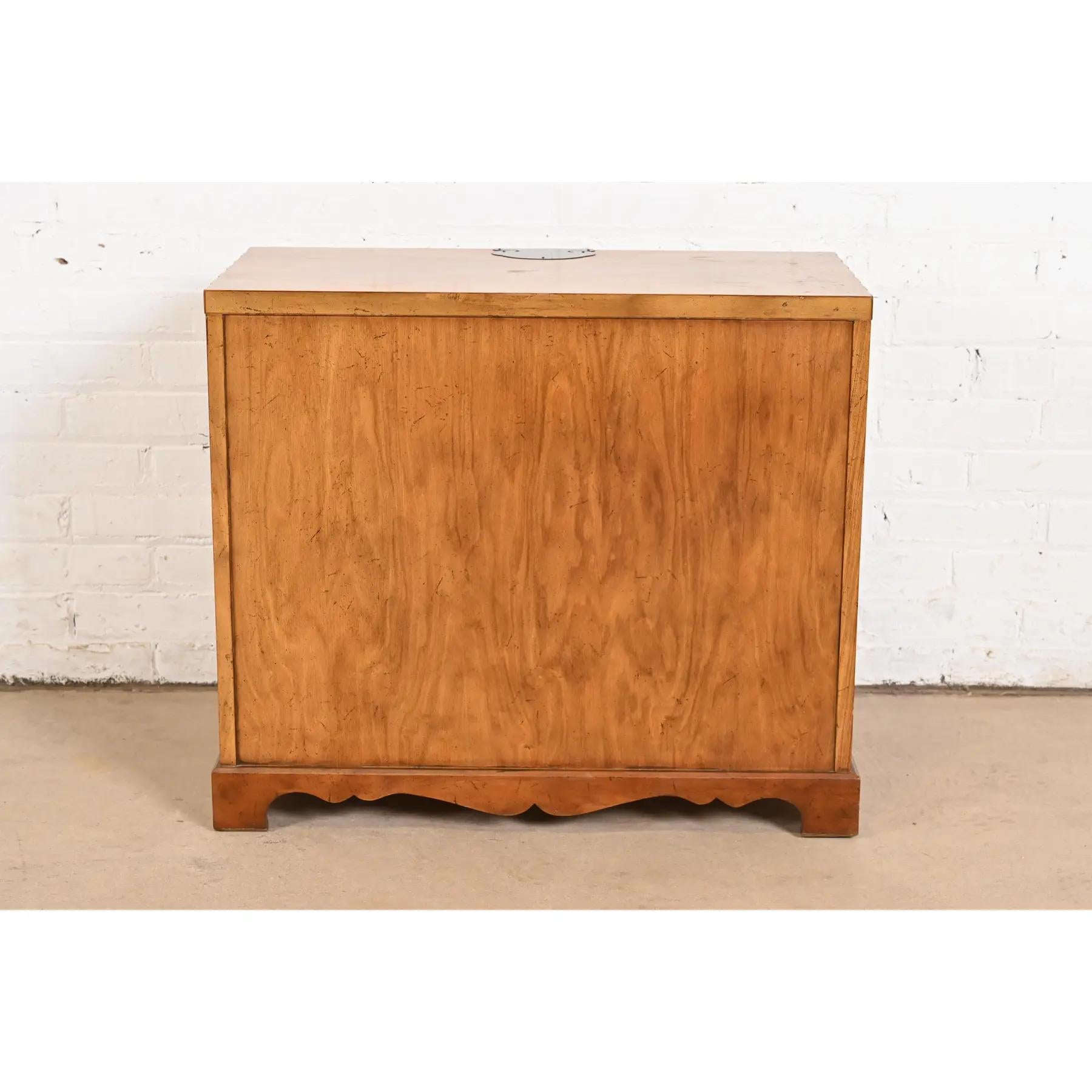 Baker Furniture Hollywood Regency Chinoiserie Korean Tansu Walnut Nightstand For Sale 5