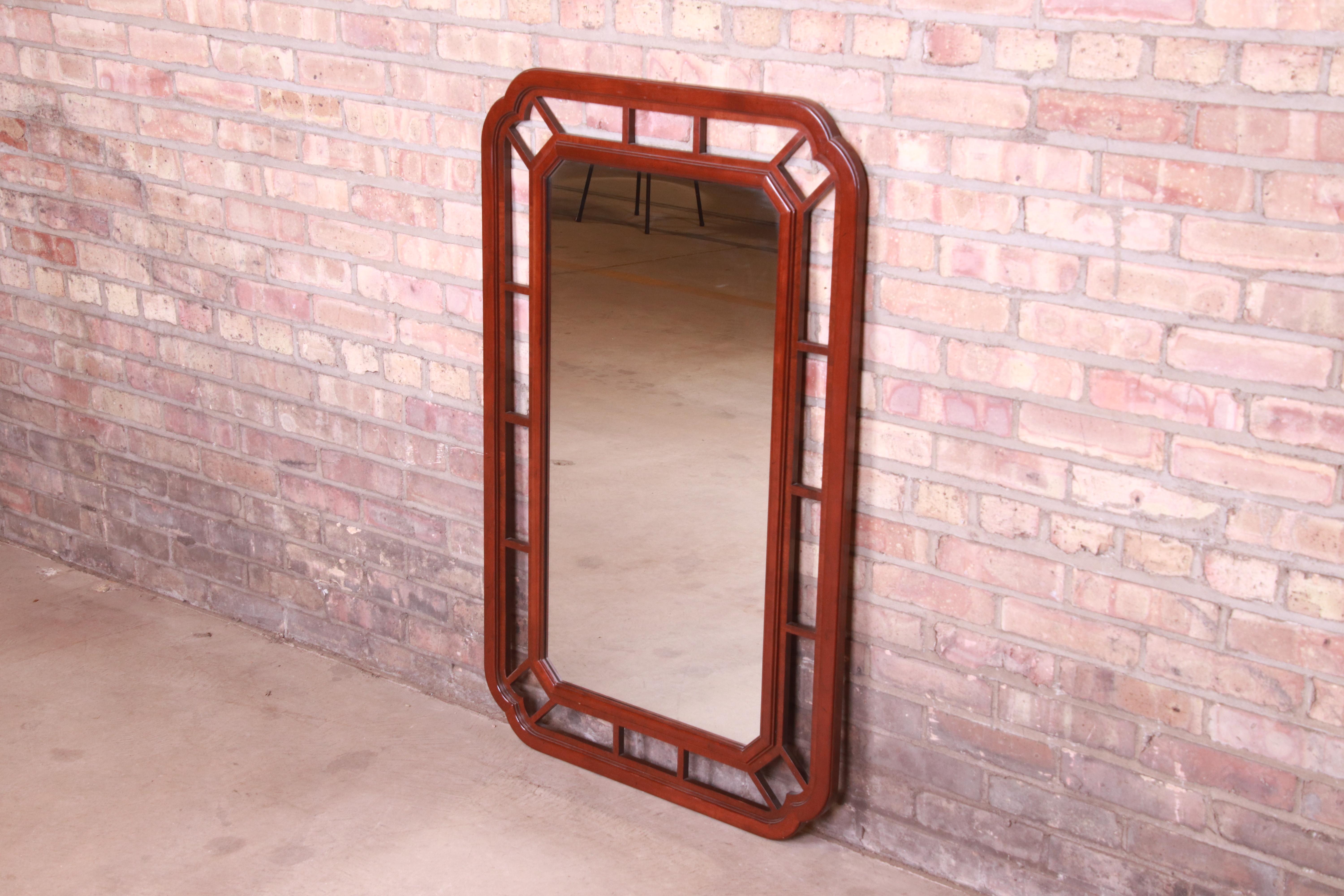 American Baker Furniture Hollywood Regency Chinoiserie Mahogany Framed Wall Mirror