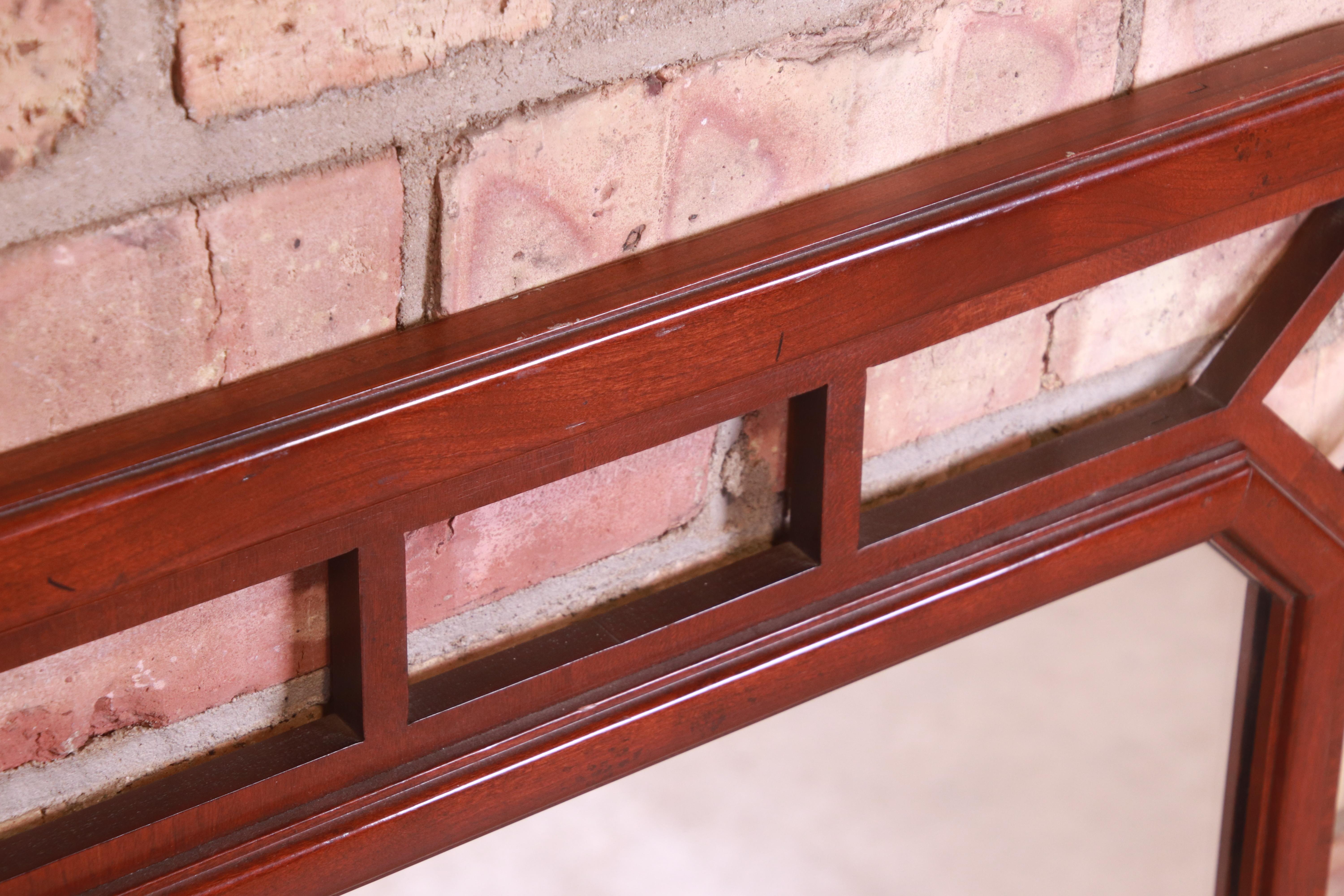 Baker Furniture Hollywood Regency Chinoiserie Mahogany Framed Wall Mirror 2