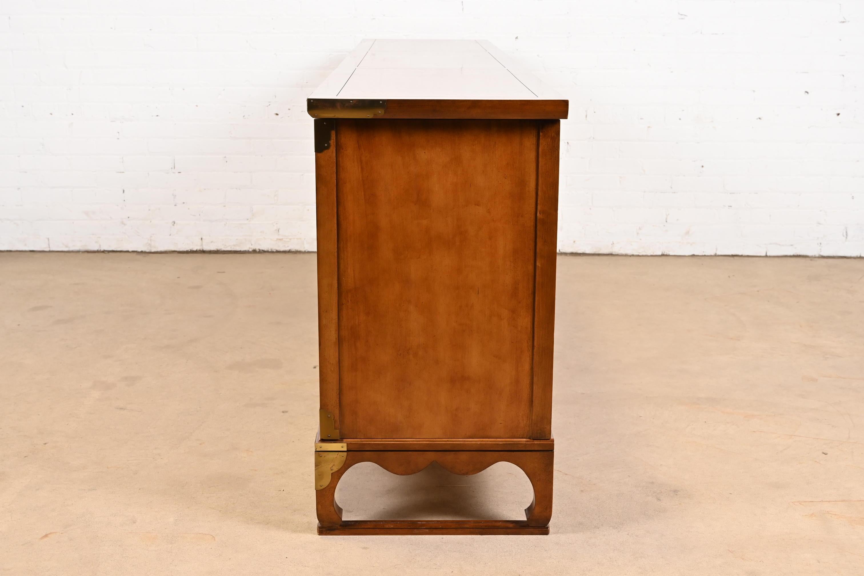 Baker Furniture Hollywood Regency Chinoiserie Monumental Burled Walnut Sideboard 5