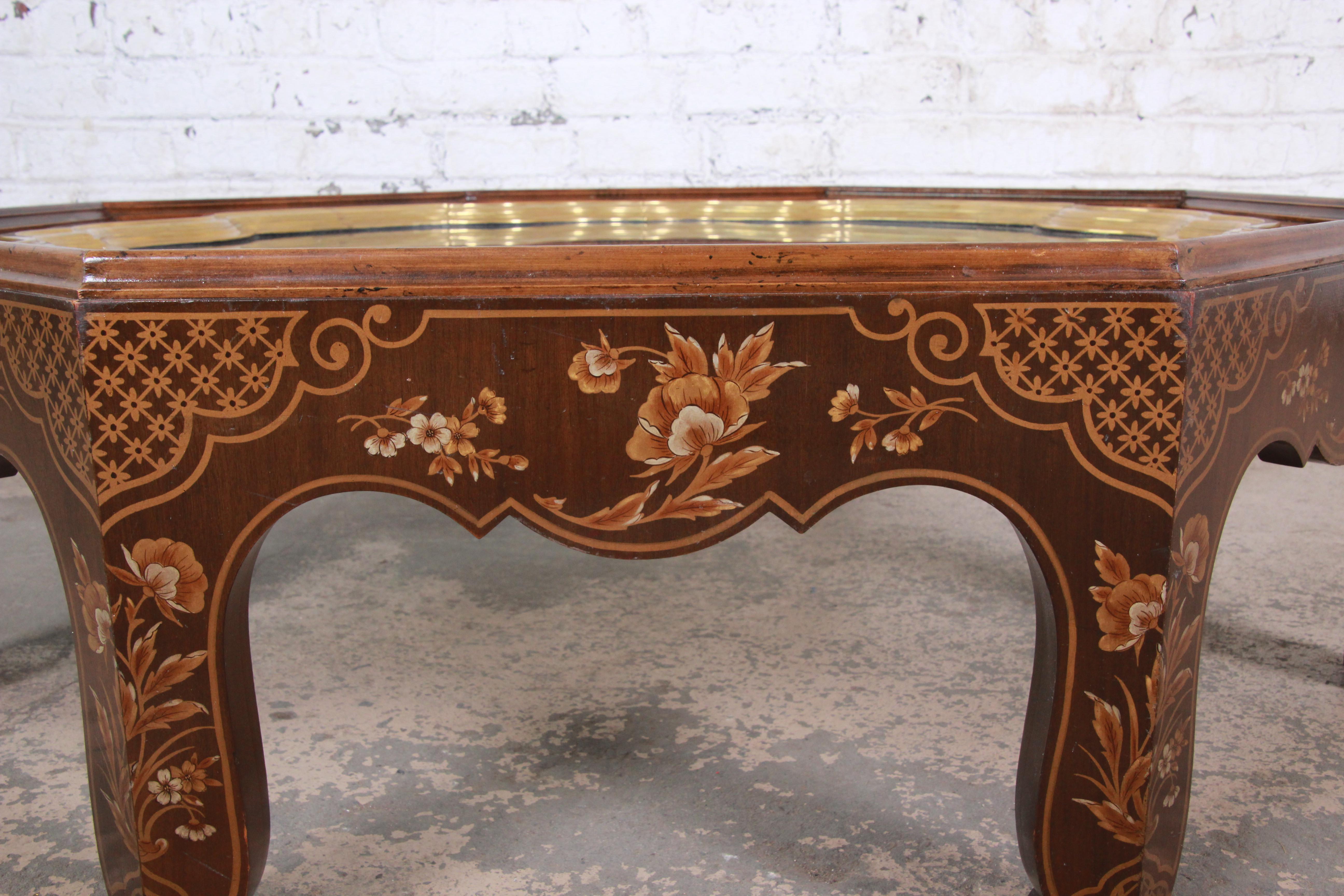 Baker Furniture Hollywood Regency Chinoiserie Octagonal Cocktail Table 1