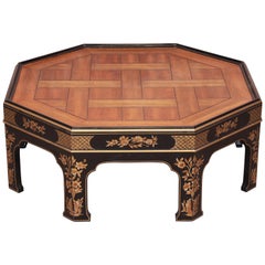 Retro Baker Furniture Hollywood Regency Chinoiserie Octagonal Cocktail Table