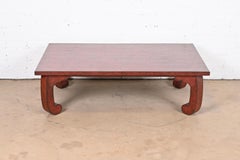 Baker Furniture Hollywood Regency Chinoiserie Red Lacquered Cocktail Table
