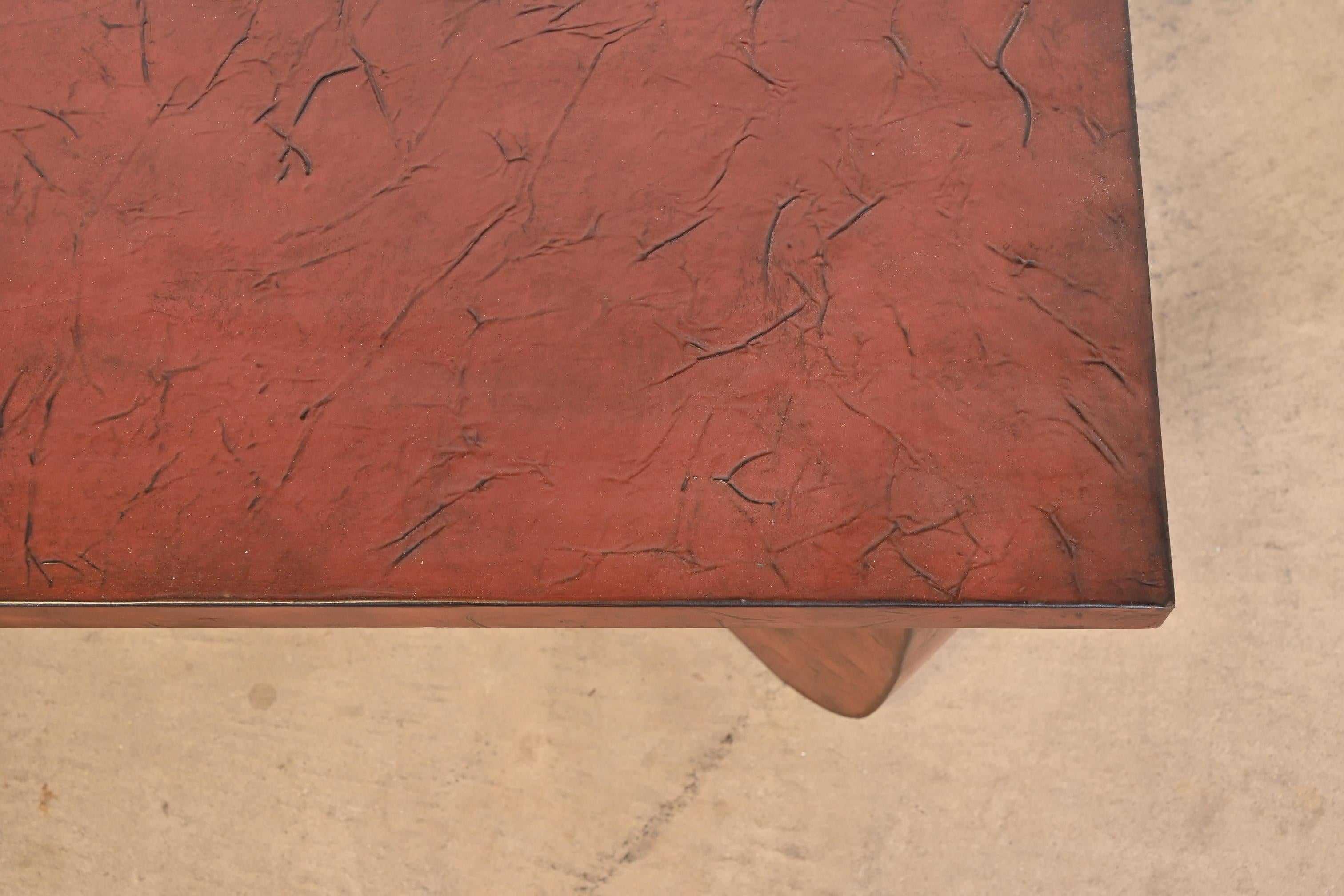 Baker Furniture Hollywood Regency Chinoiserie Red Lacquered Cocktail Table 3