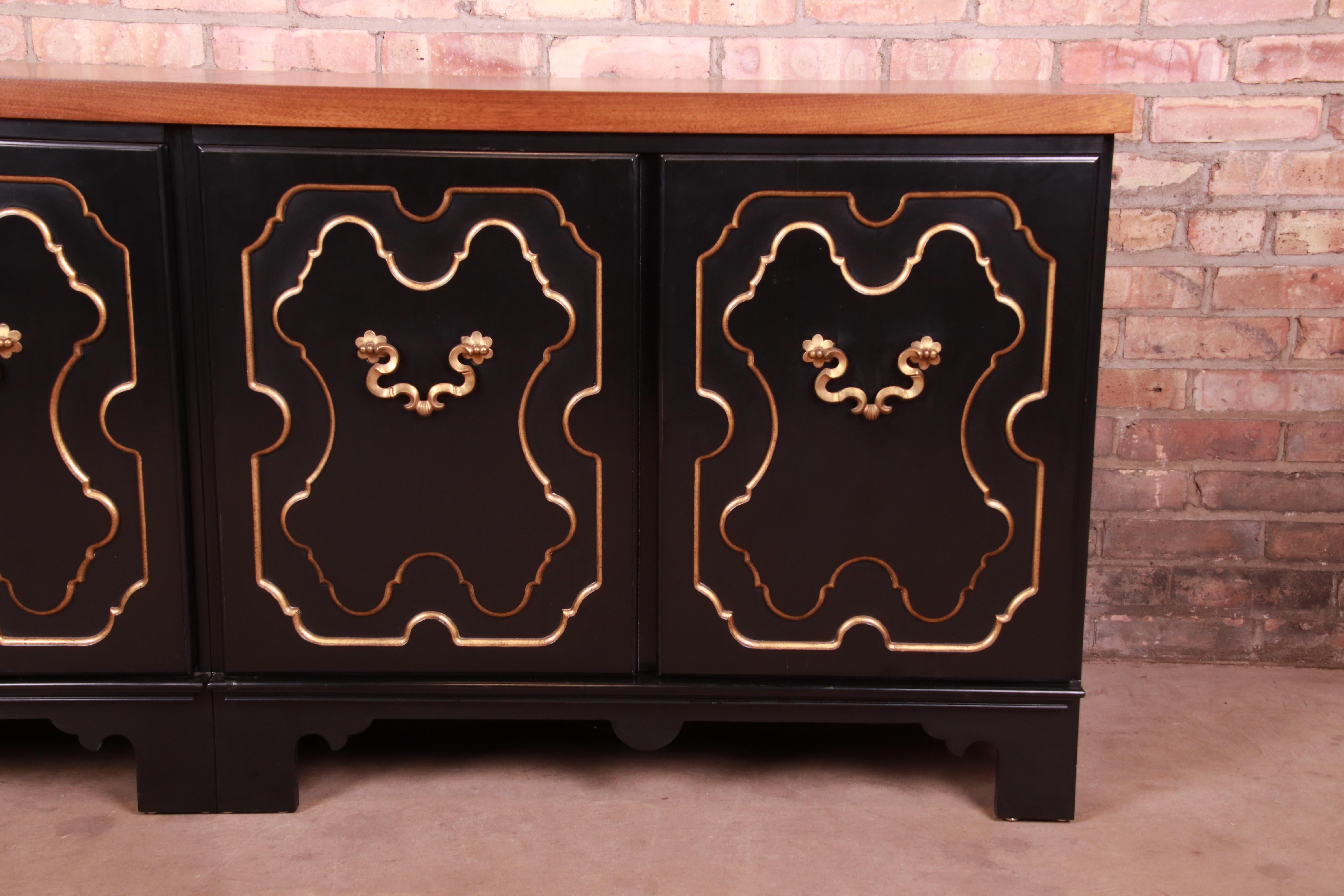 Brass Baker Furniture Hollywood Regency Chinoiserie Sideboard Credenza or Bar Cabinet