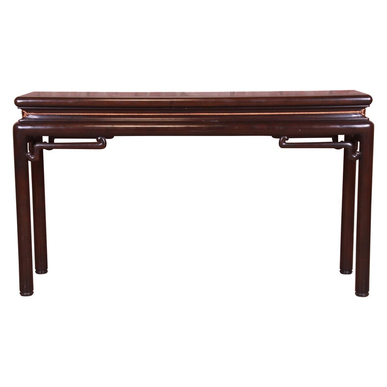 Baker Furniture Hollywood Regency Chinoiserie Walnut Console Table ...