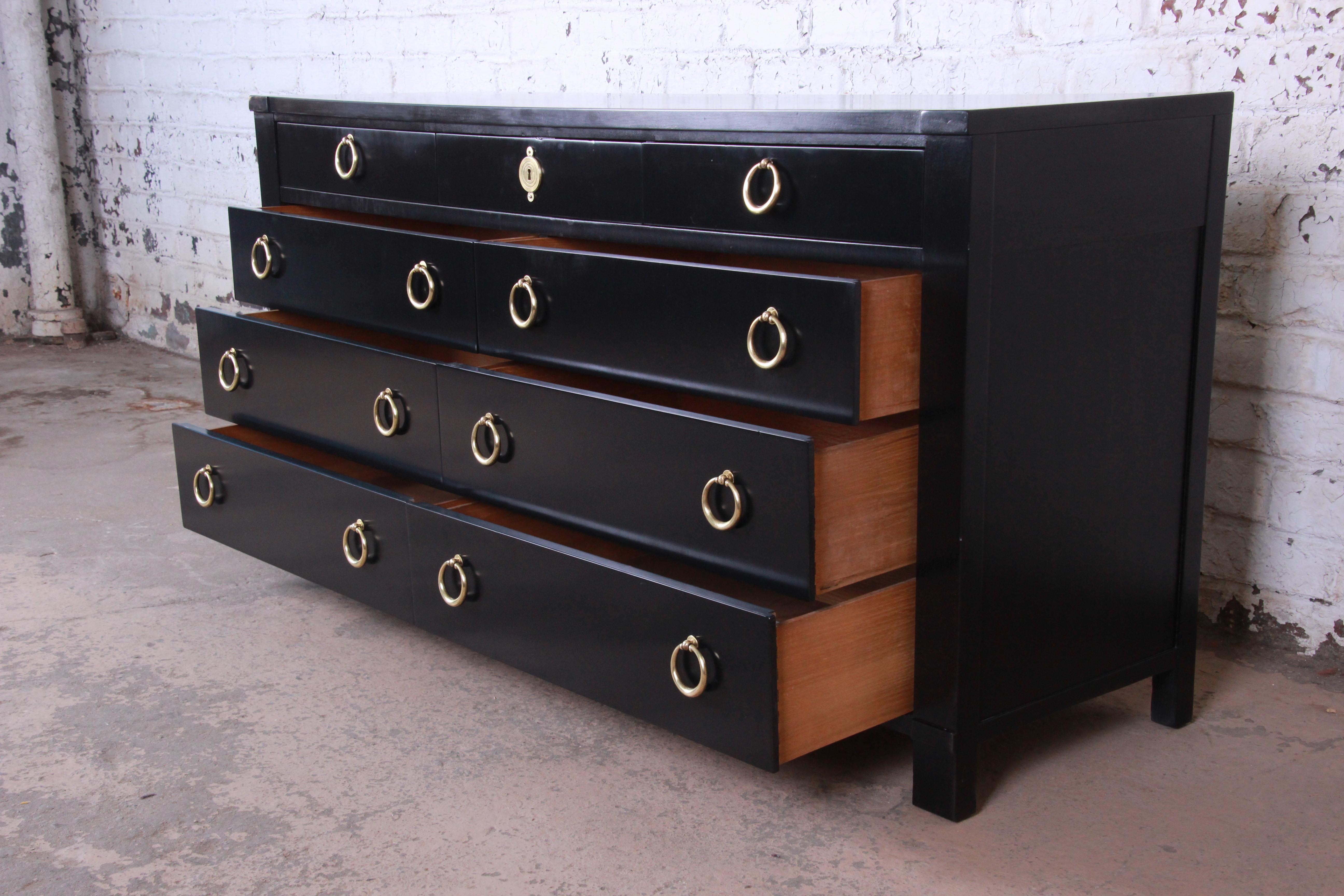 Mid-20th Century Baker Furniture Hollywood Regency Ebonized Long Dresser