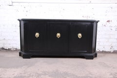 Baker Furniture Hollywood Regency Ebonized Sideboard Credenza or Bar Cabinet