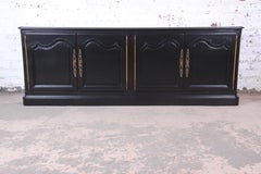 Baker Furniture Hollywood Regency Ebonized Sideboard Credenza or Bar Cabinet