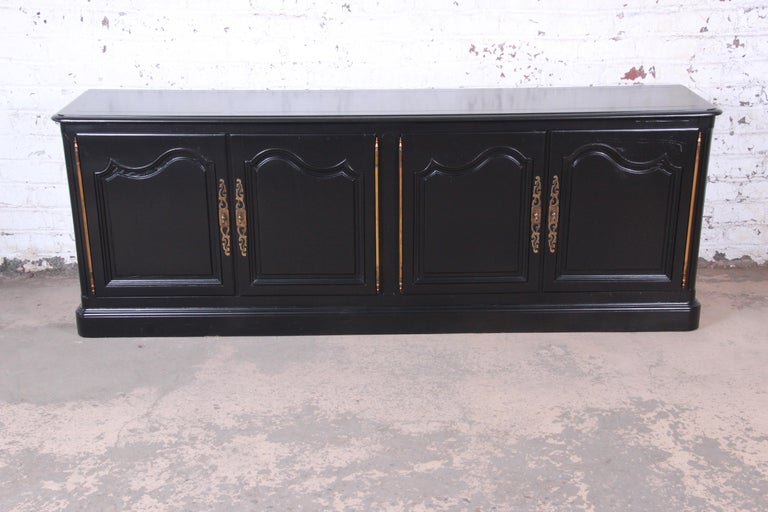 Baker Furniture Hollywood Regency Ebonized Sideboard Credenza or Bar