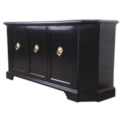 Baker Furniture Hollywood Regency Ebonized Sideboard Credenza or Bar Cabinet