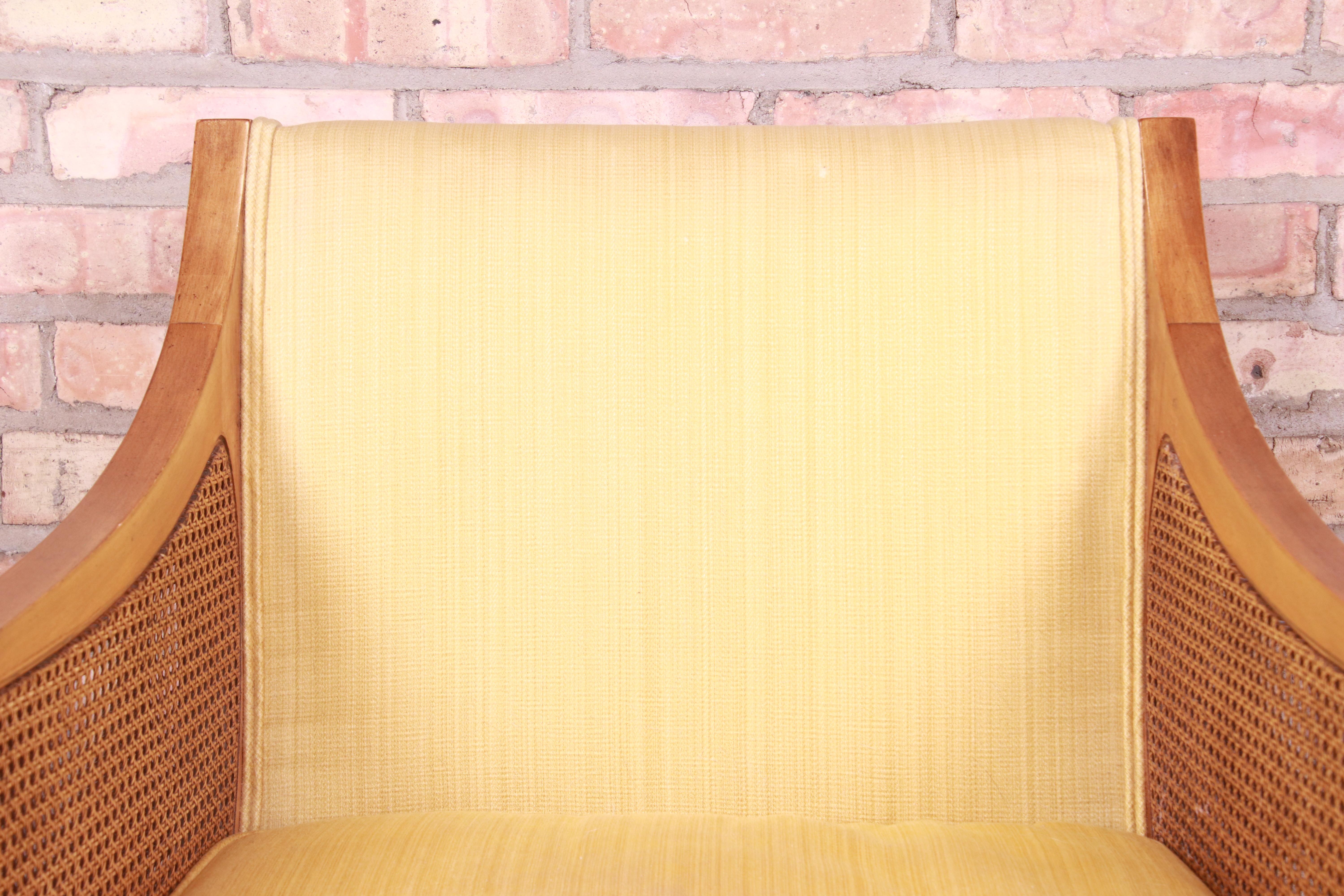 Baker Furniture Hollywood Regency Faux Bamboo and Cane Lounge Chairs, Pair 9