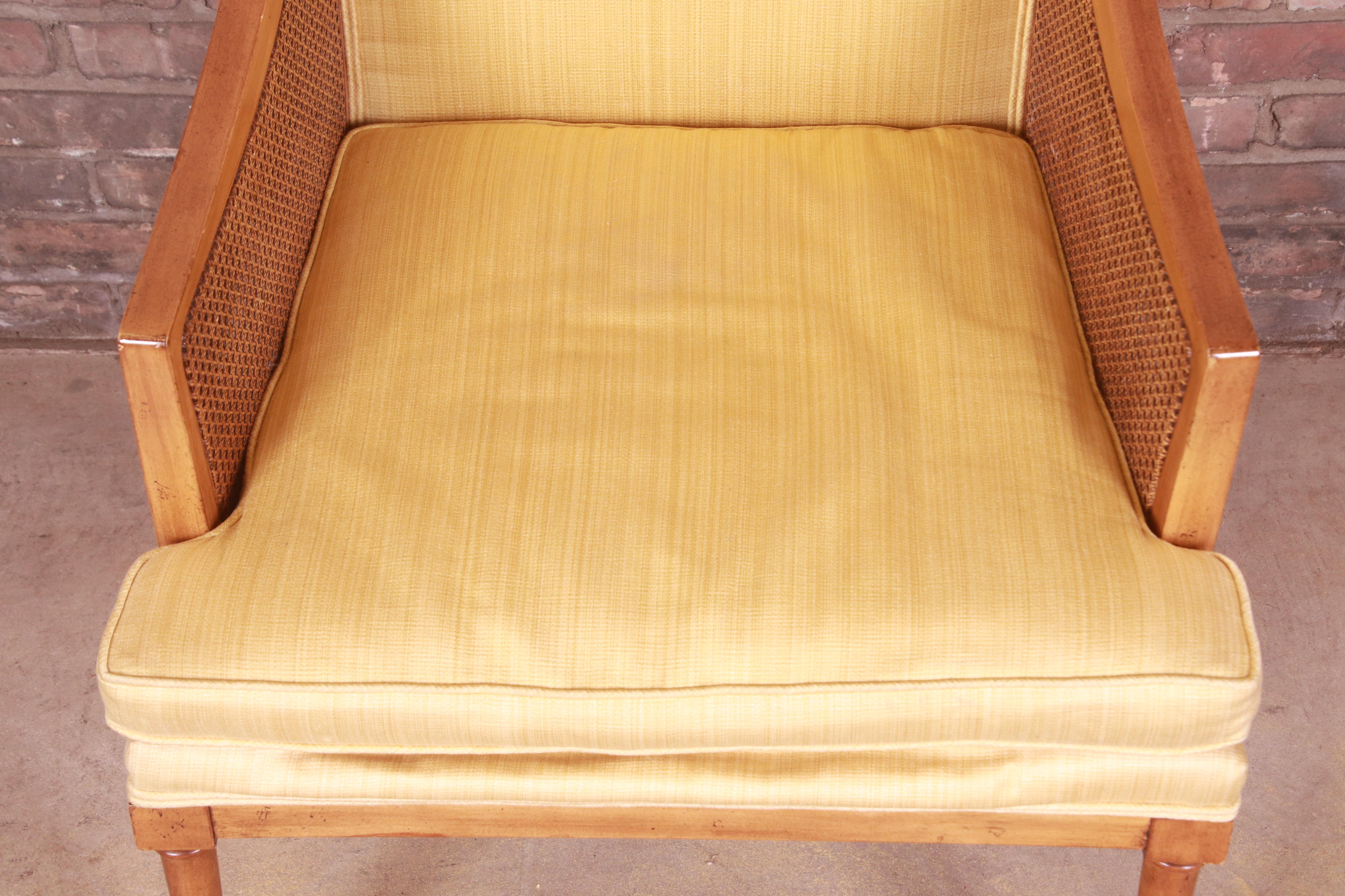 Baker Furniture Hollywood Regency Faux Bamboo and Cane Lounge Chairs, Pair 10