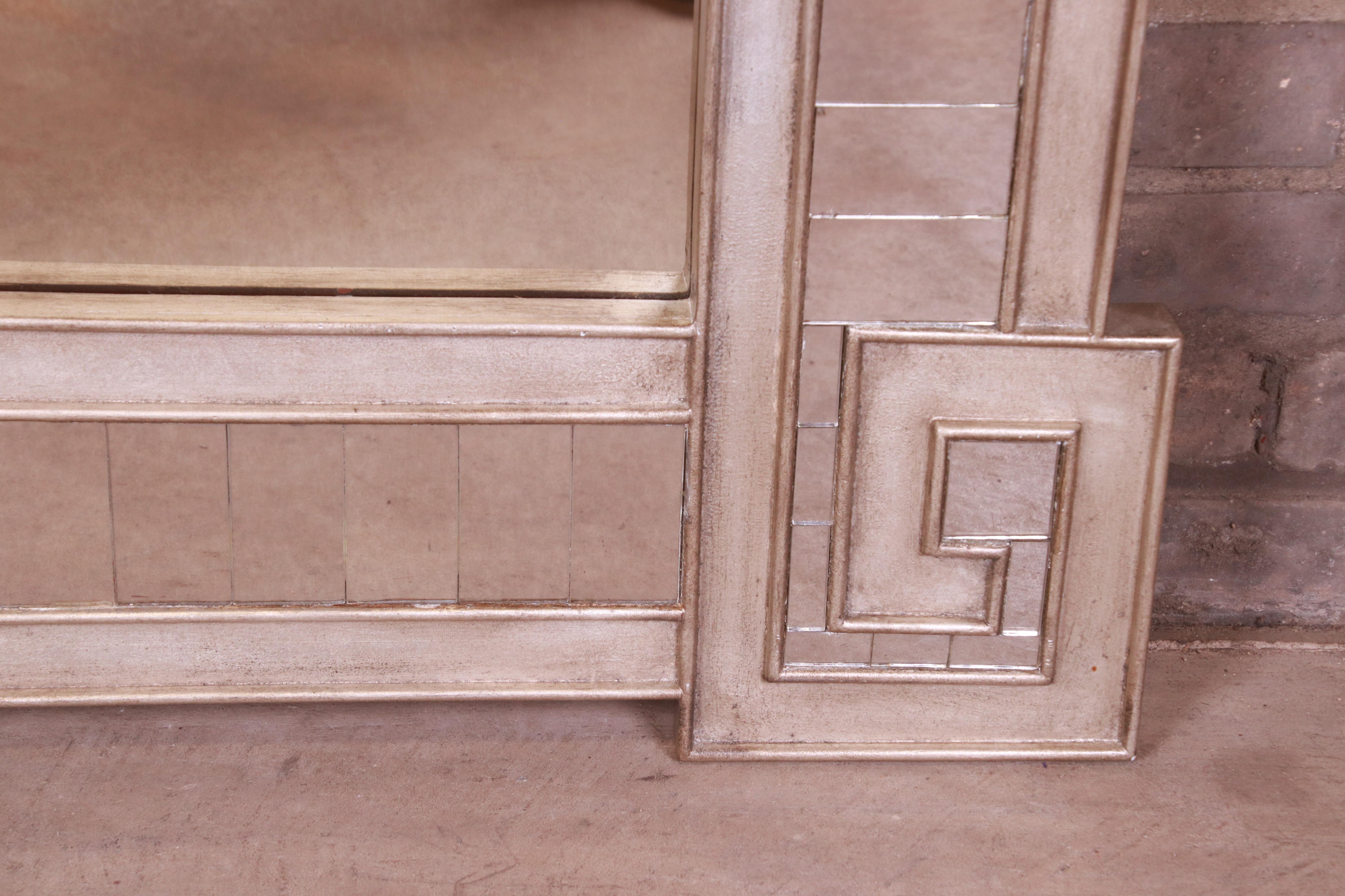 Baker Furniture Hollywood Regency Silver Gilt Greek Key Wall Mirror 1
