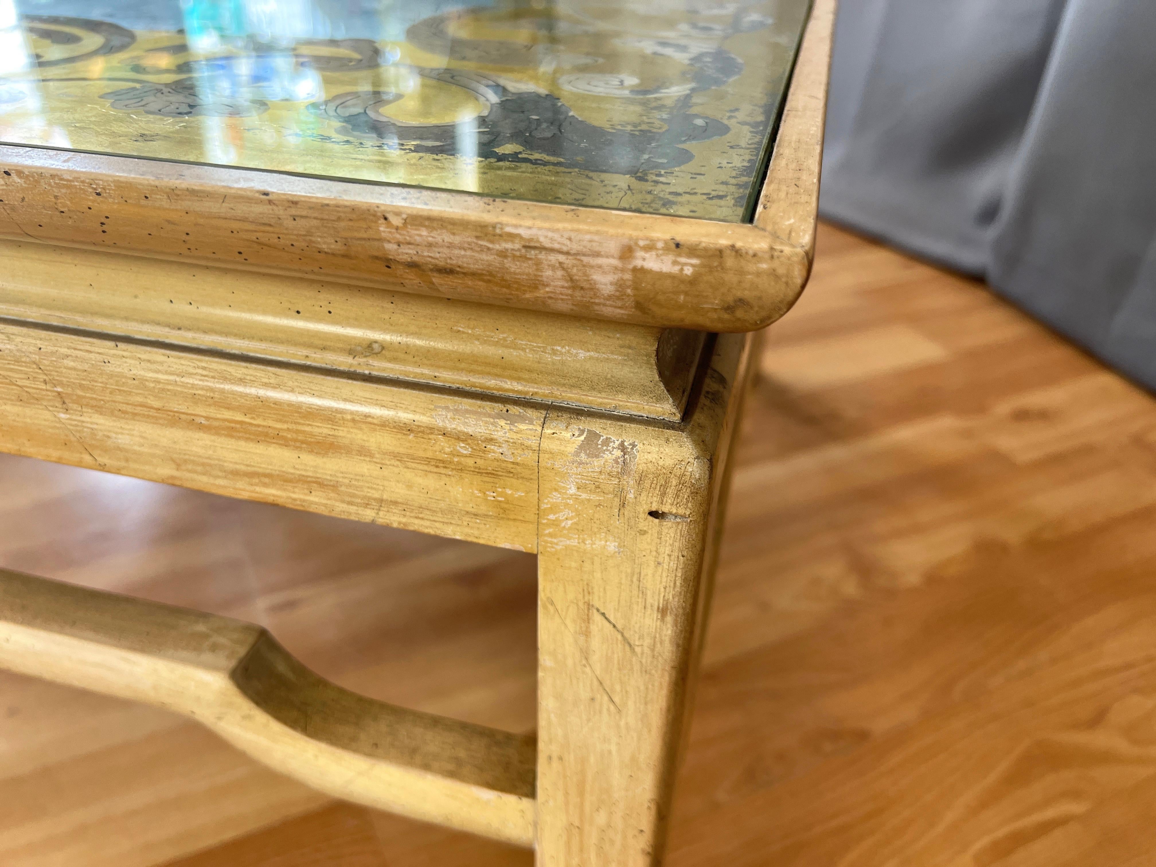 Baker Furniture Hollywood Regency Verre Églomisé Square Coffee Table, c. 1950 For Sale 8