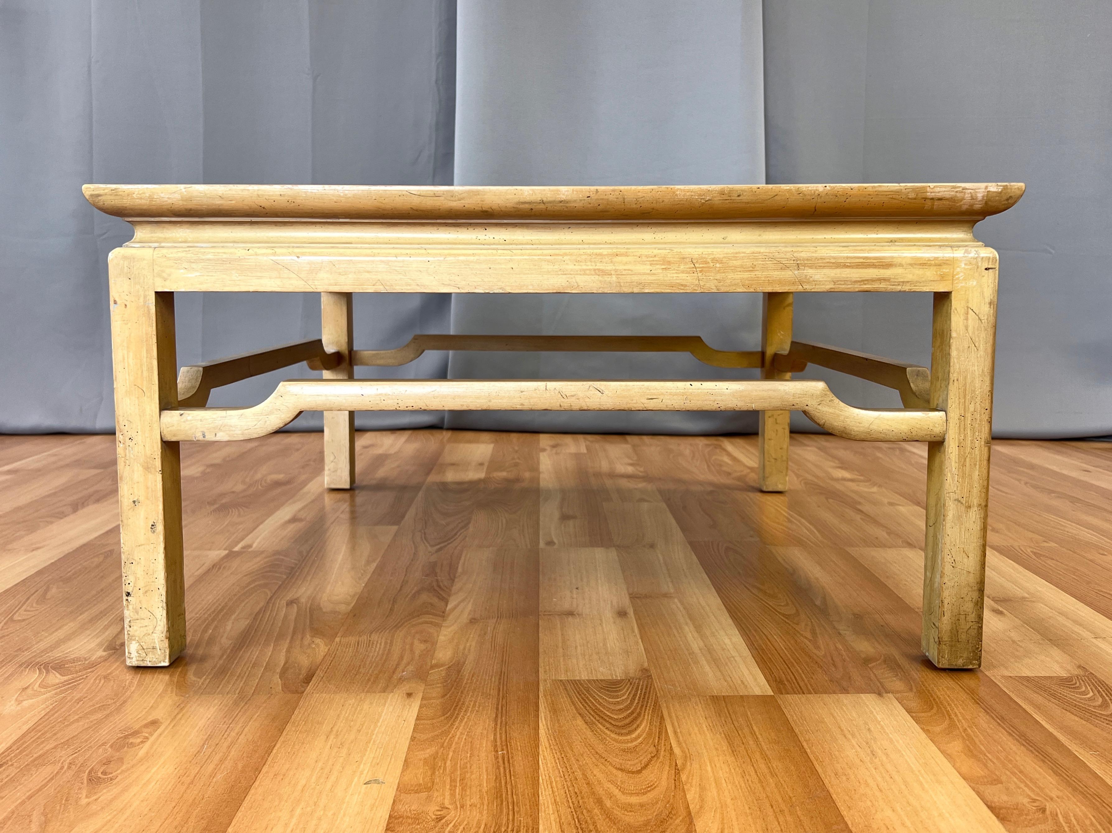Mid-20th Century Baker Furniture Hollywood Regency Verre Églomisé Square Coffee Table, c. 1950 For Sale