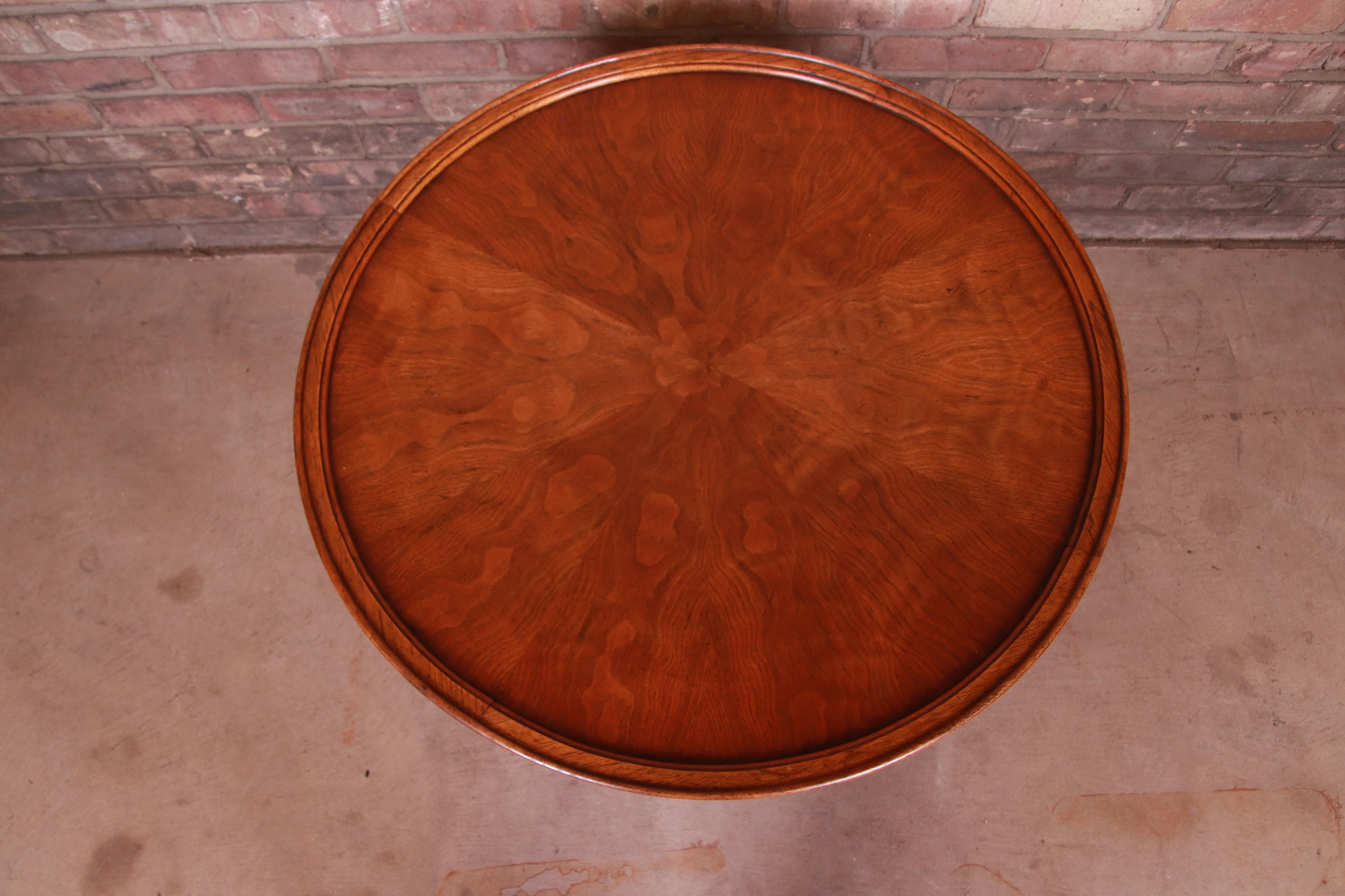 20th Century Baker Furniture Hollywood Regency Walnut Faux Bamboo Tea Table