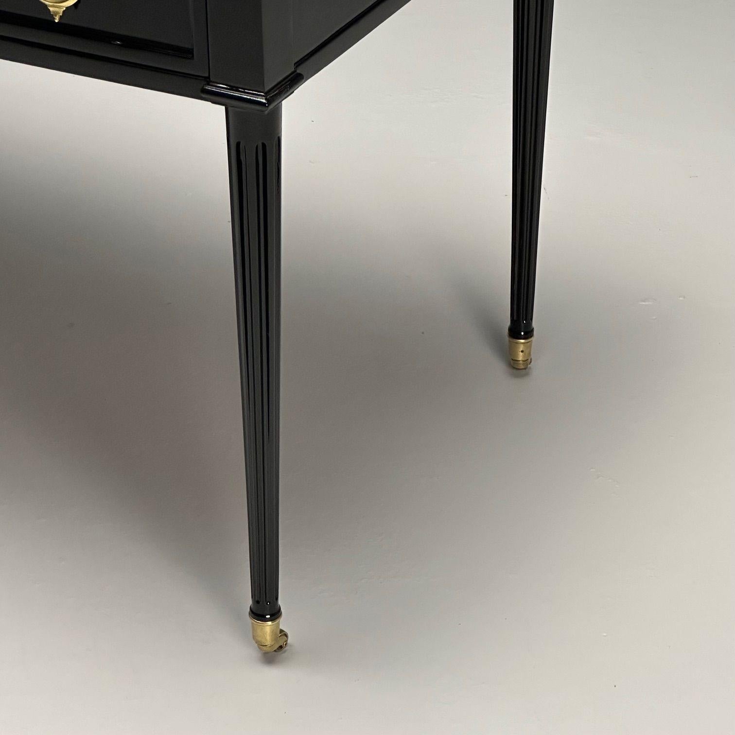 Baker Furniture, Hollywood Regency, Writing Desk, Black Lacquer, Bronze, 1960s 5