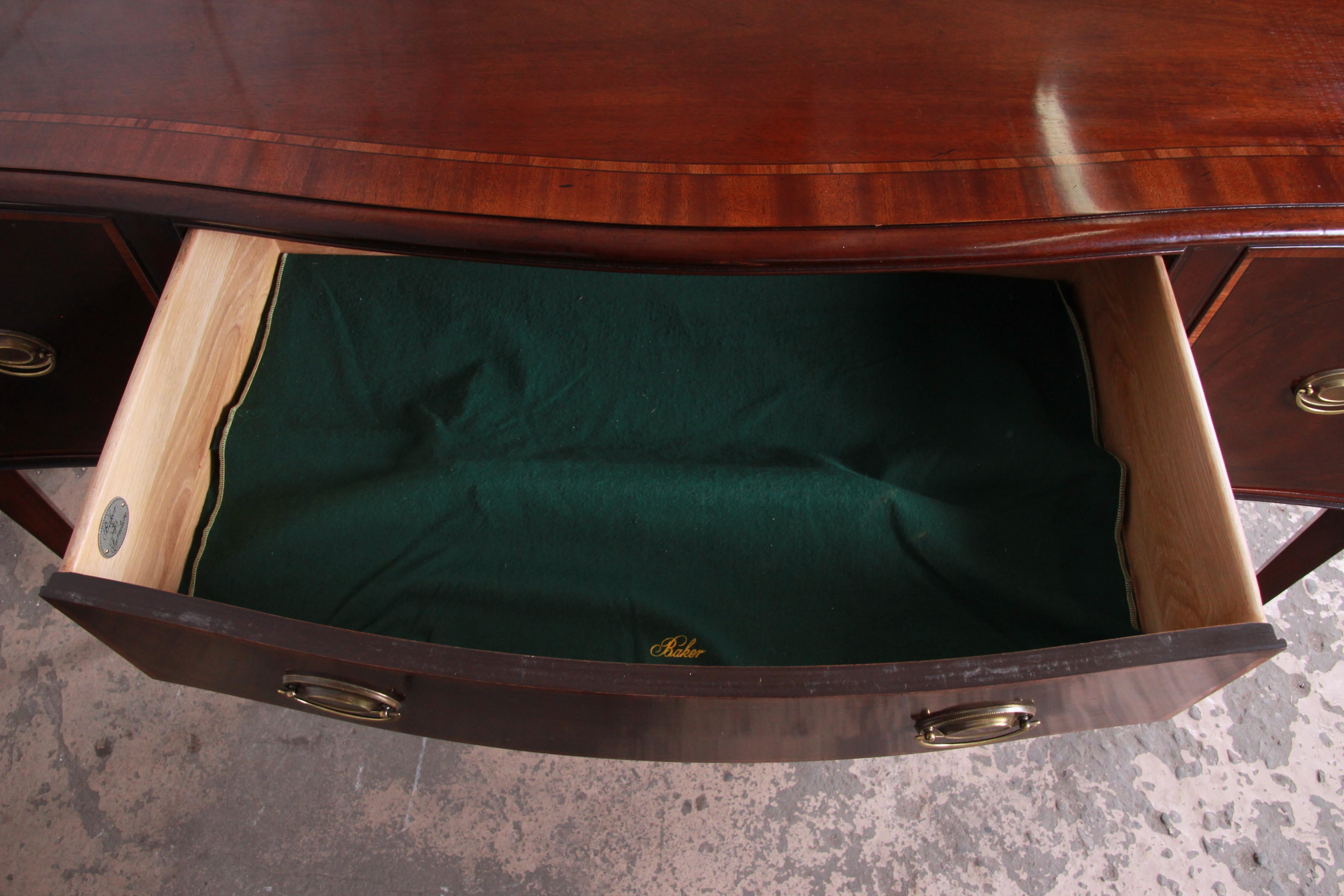 Baker Furniture Inlaid Mahogany Bow Front Hepplewhite Sideboard Credenza 3