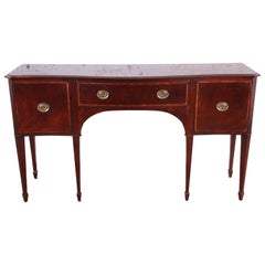 Baker Furniture Inlaid Mahogany Bow Front Hepplewhite Sideboard Credenza