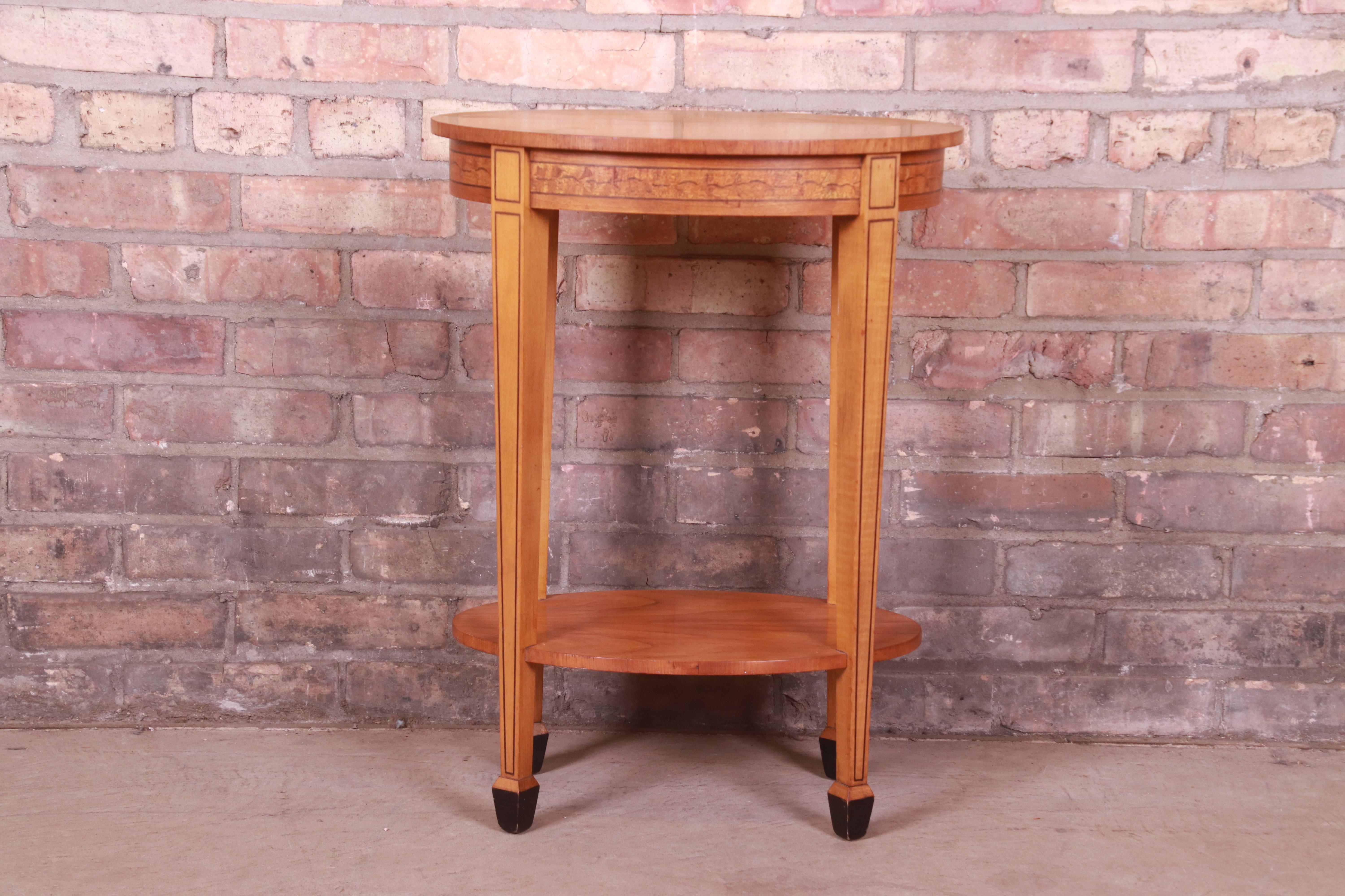 American Baker Furniture Inlaid Mahogany Federal Style Side Table or Nightstand