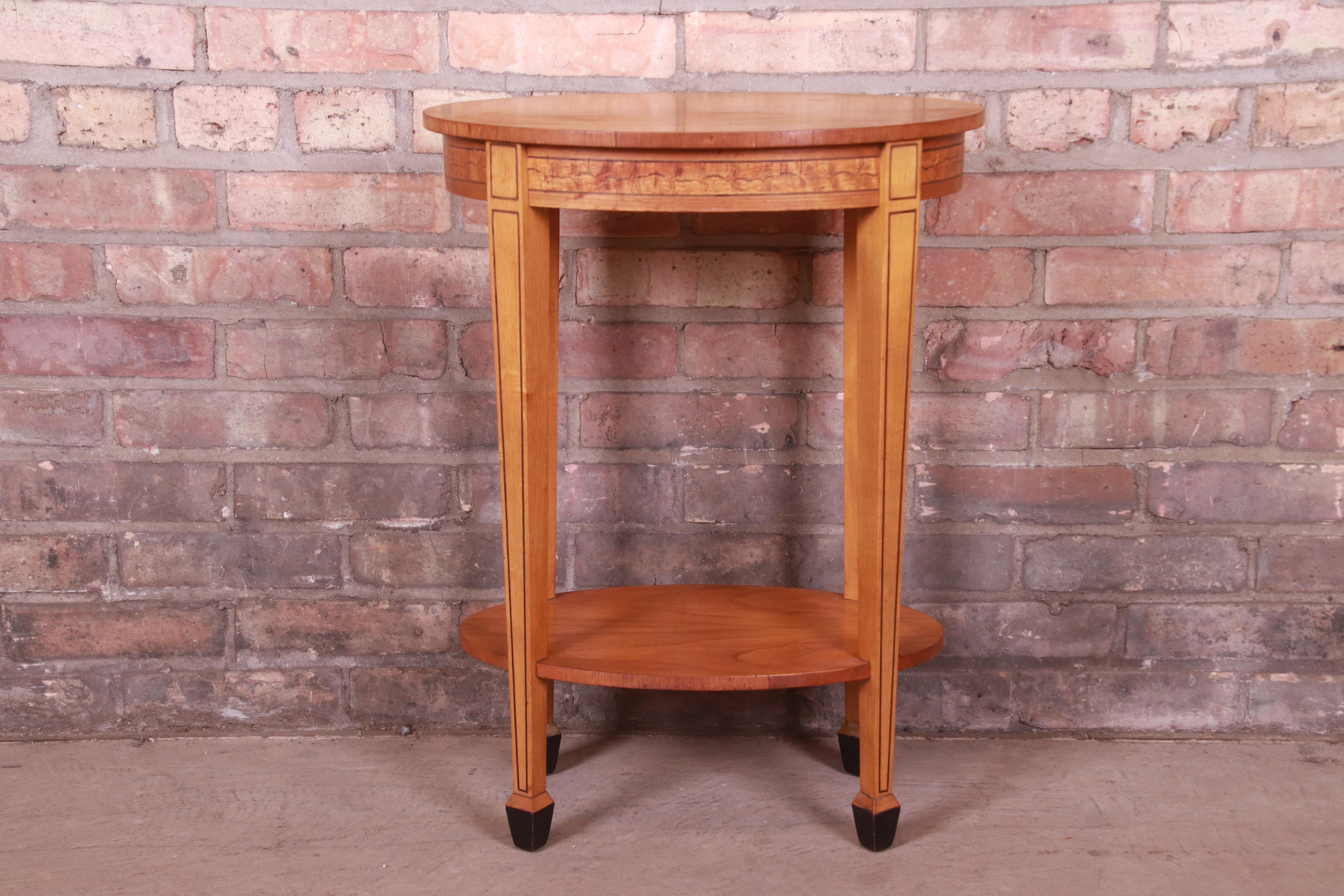 Baker Furniture Inlaid Mahogany Federal Style Side Table or Nightstand 1