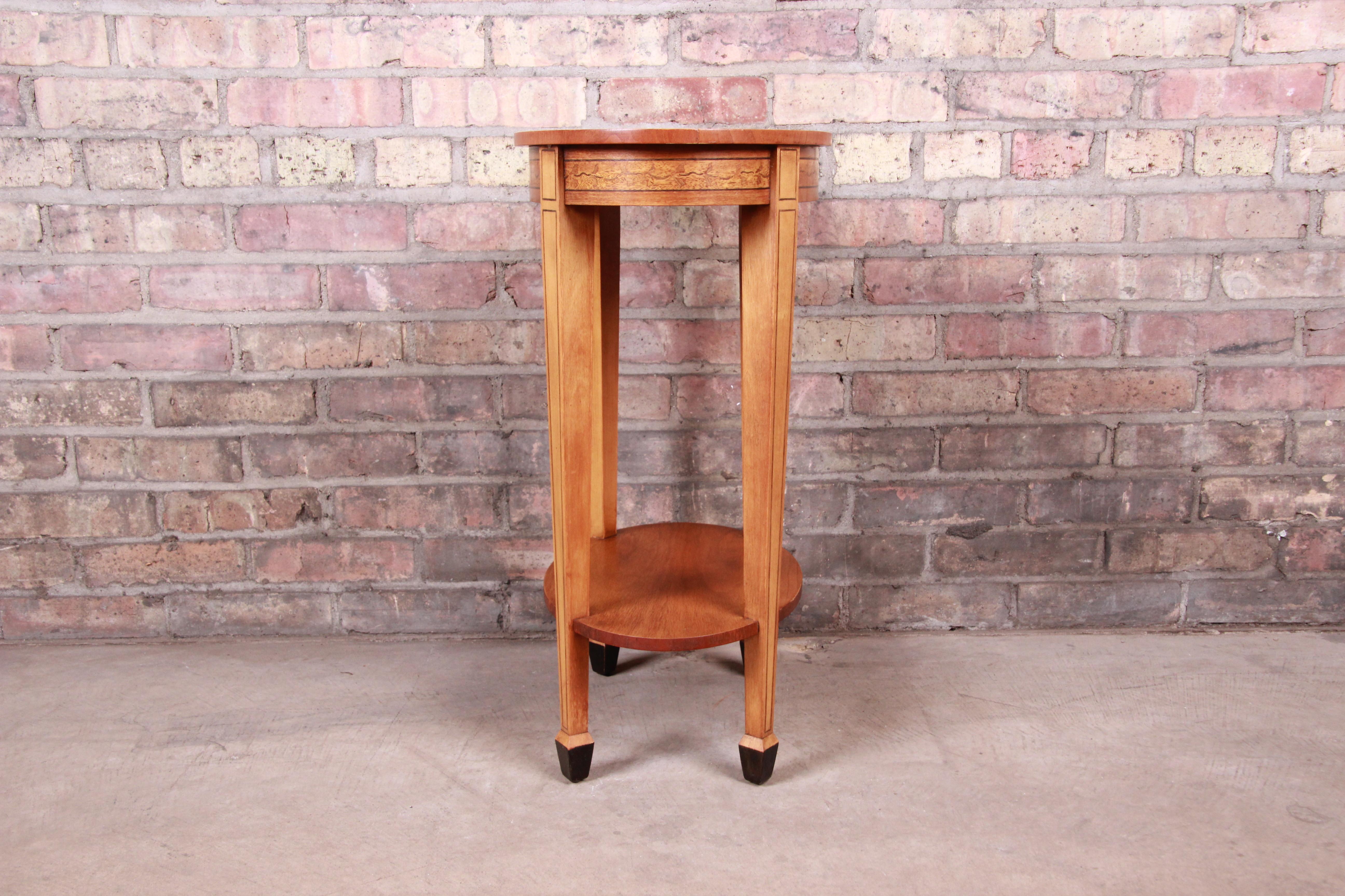 Baker Furniture Inlaid Mahogany Federal Style Side Table or Nightstand 2