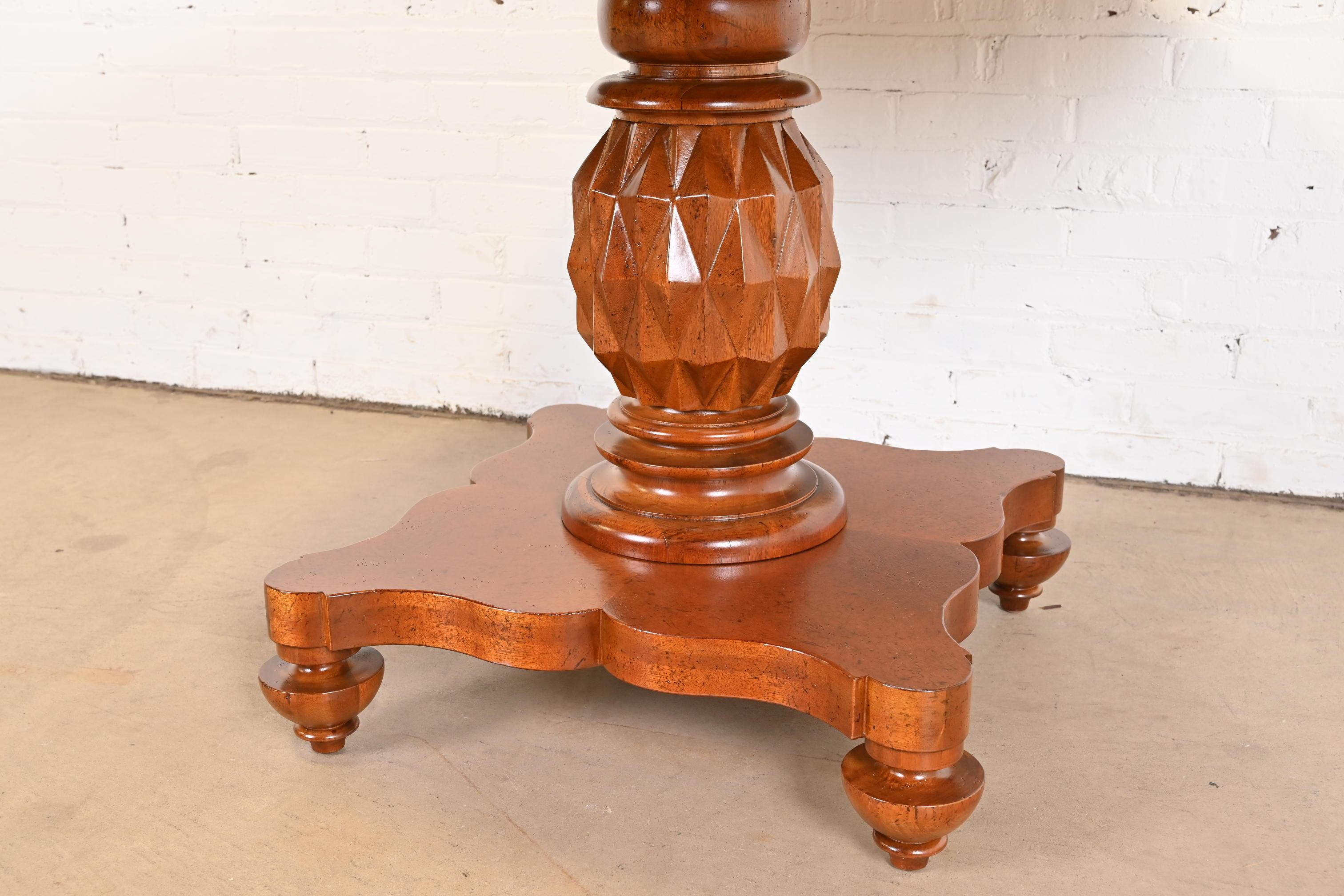 Baker Furniture Italian Empire Carved Mahogany Pedestal Breakfast Table For Sale 3