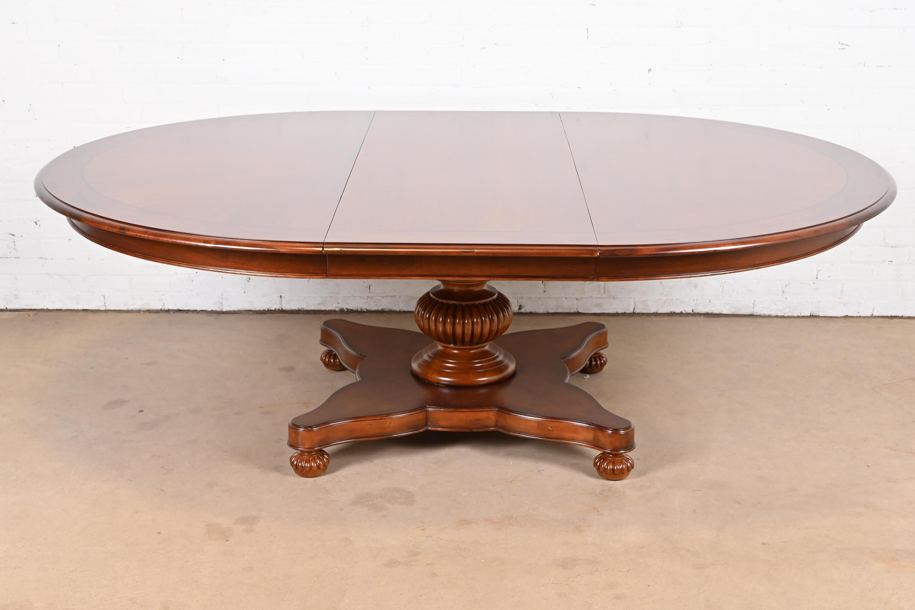 Baker Furniture Italian Empire Cherry Wood Pedestal Dining Table, Refinished For Sale 5