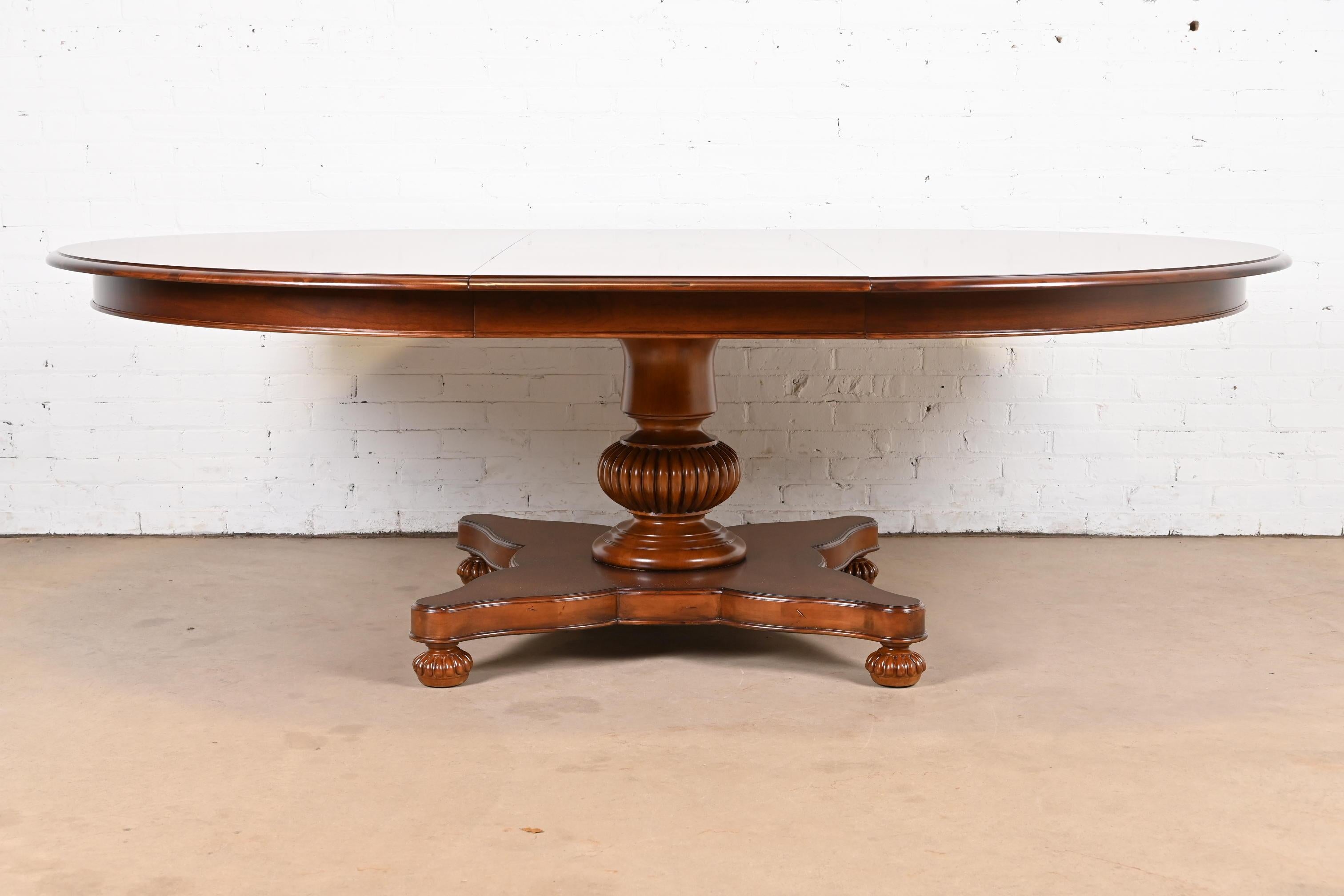 Baker Furniture Italian Empire Cherry Wood Pedestal Dining Table, Refinished For Sale 6