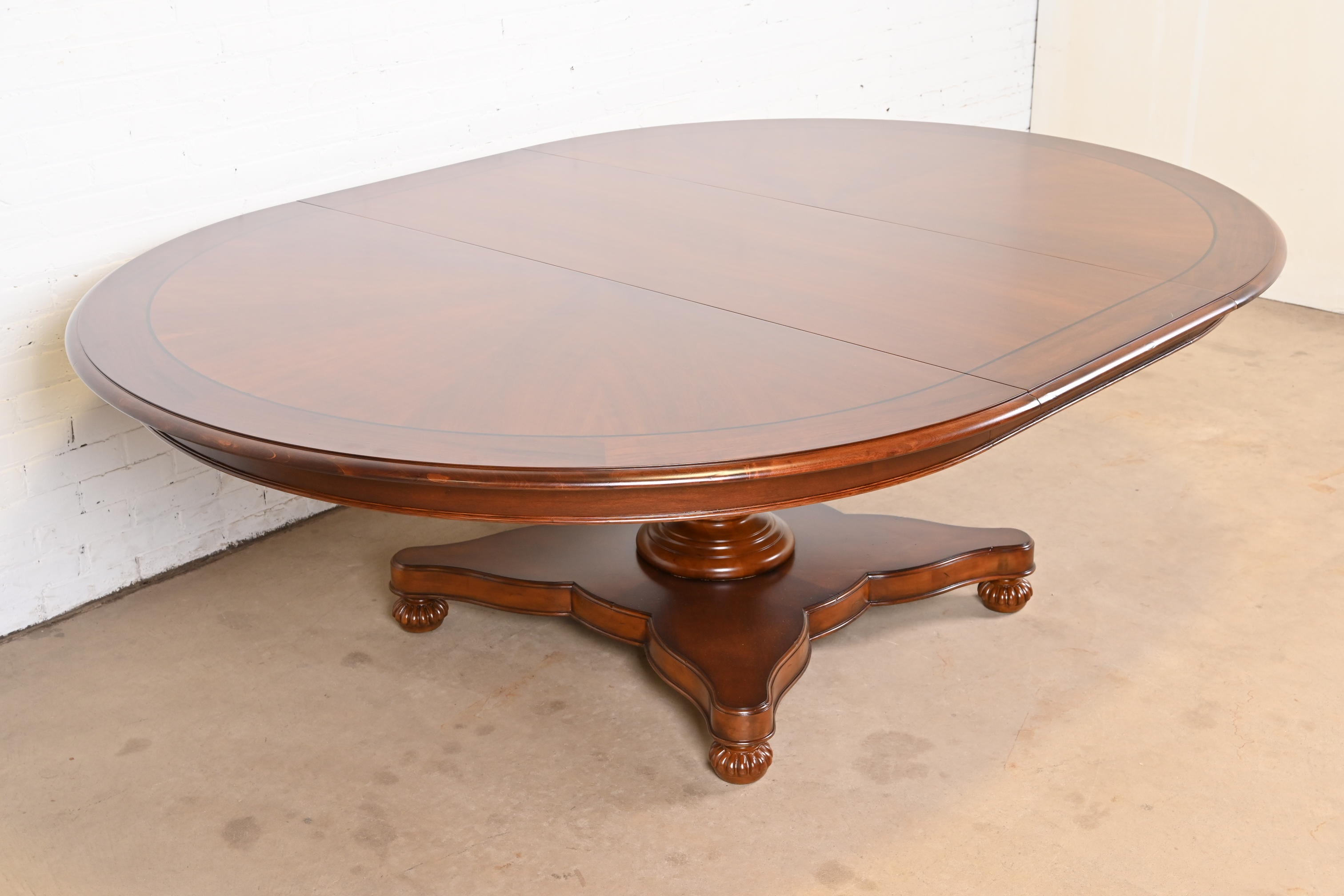 Baker Furniture Italian Empire Cherry Wood Pedestal Dining Table, Refinished For Sale 7