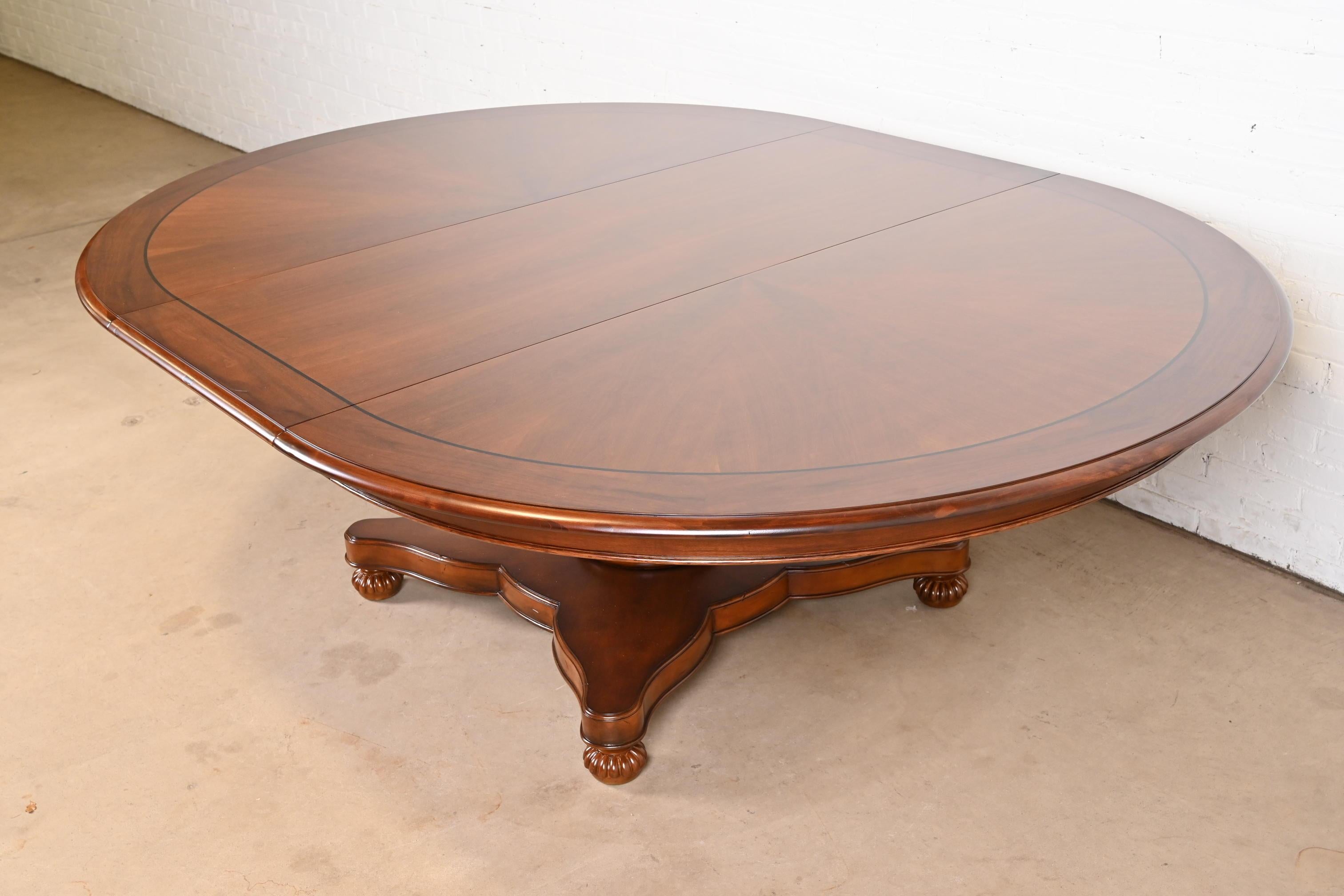 Baker Furniture Italian Empire Cherry Wood Pedestal Dining Table, Refinished For Sale 8