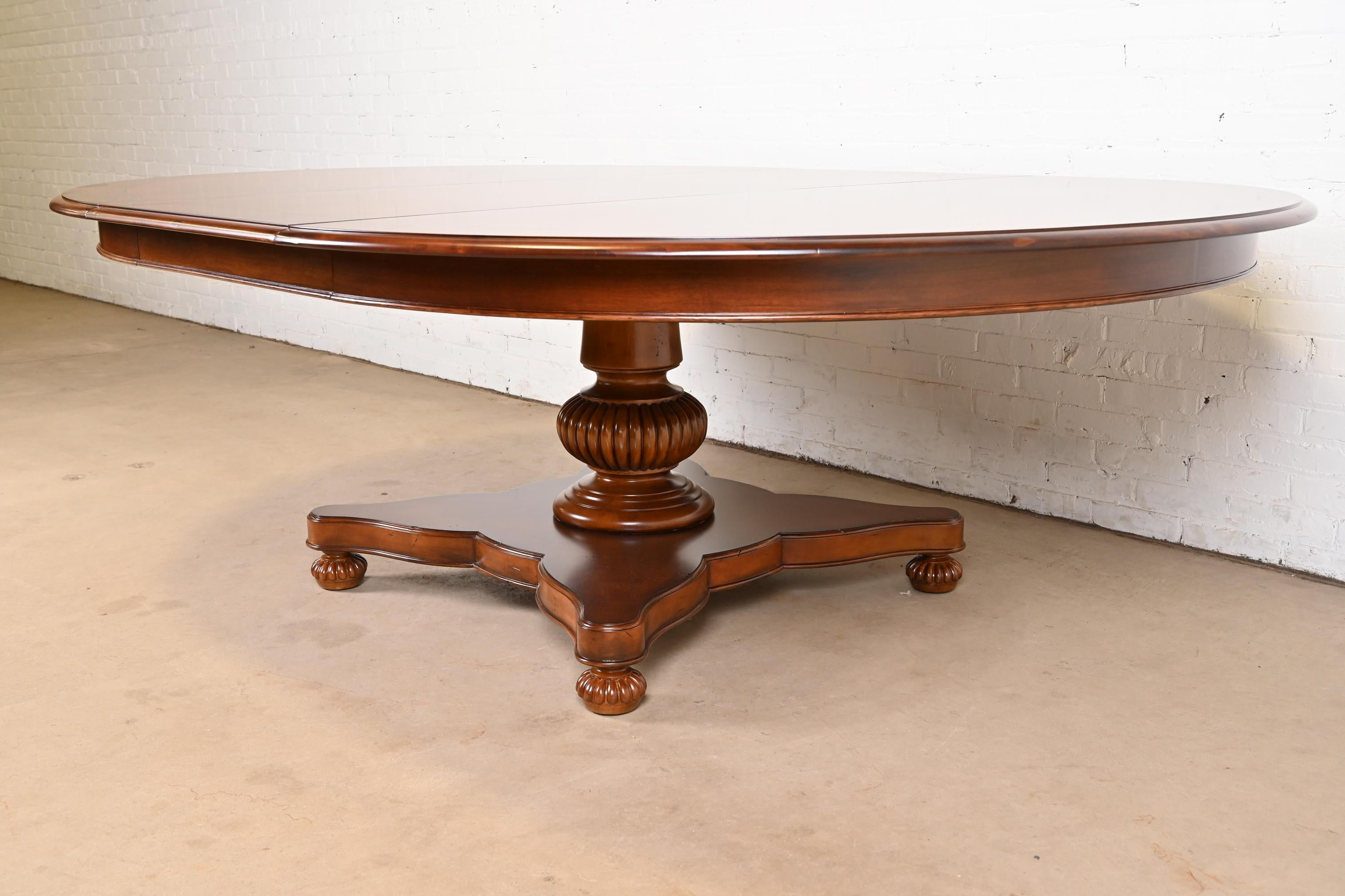 Baker Furniture Italian Empire Cherry Wood Pedestal Dining Table, Refinished For Sale 9