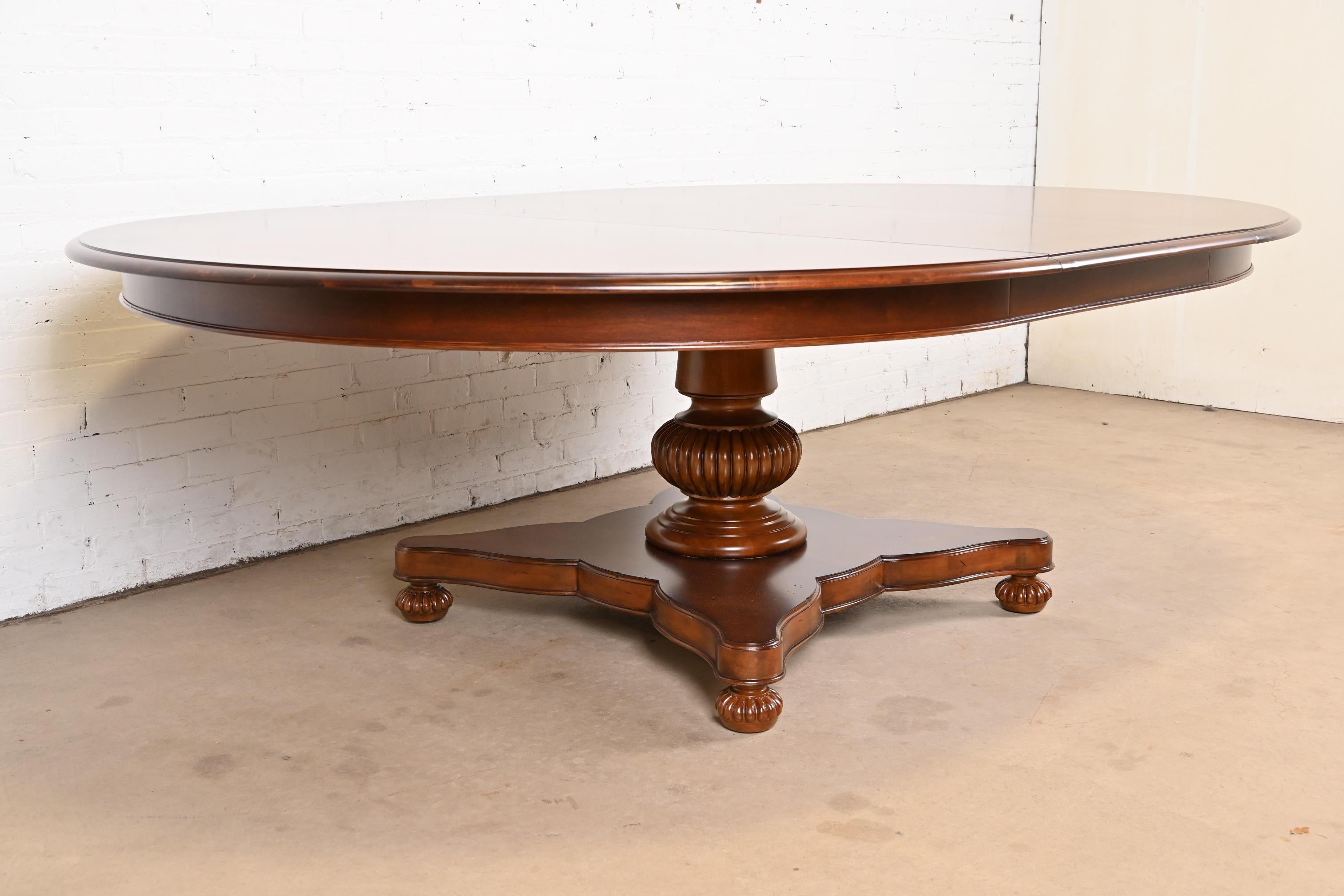 Baker Furniture Italian Empire Cherry Wood Pedestal Dining Table, Refinished For Sale 10
