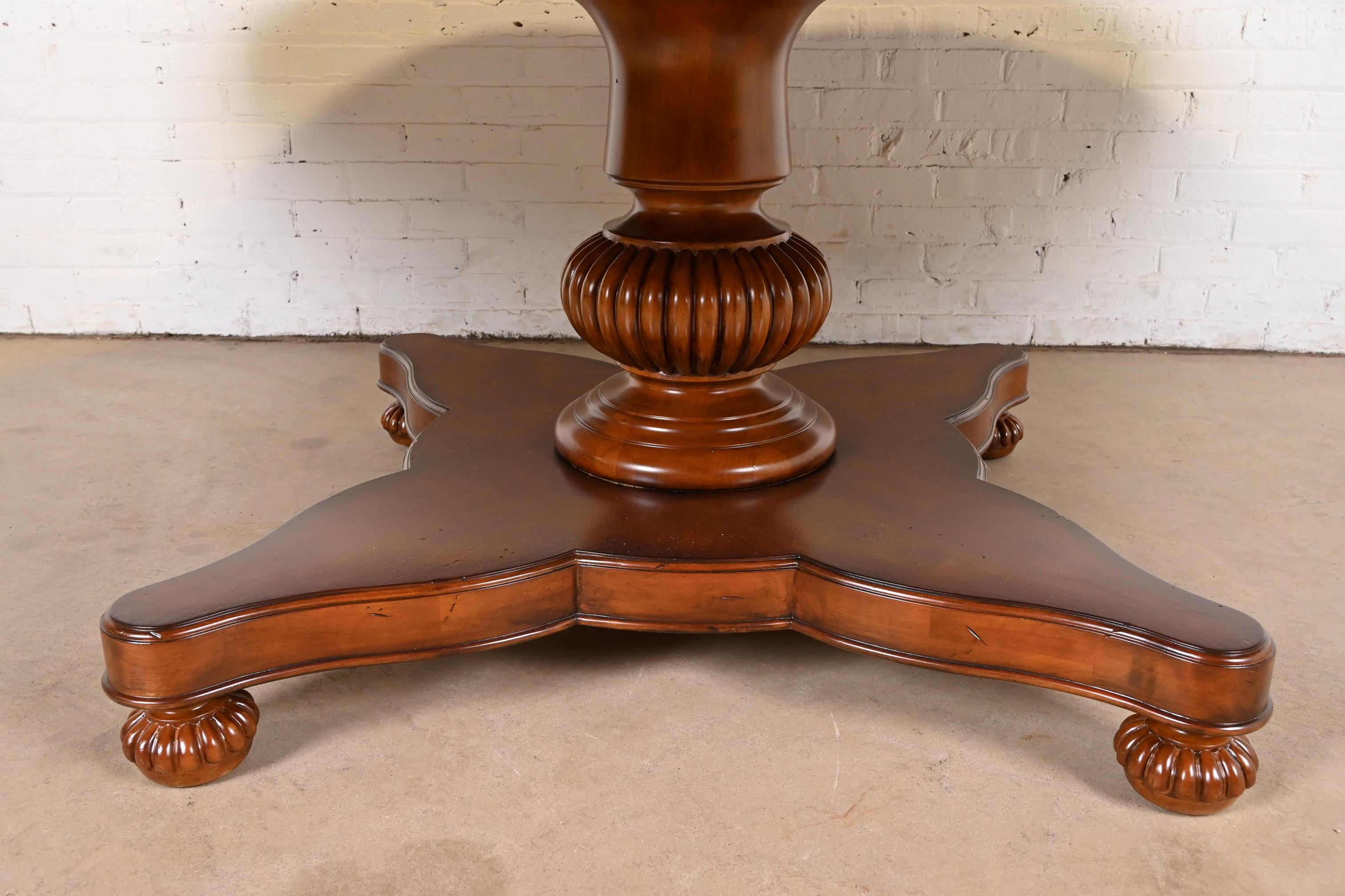 Baker Furniture Italian Empire Cherry Wood Pedestal Dining Table, Refinished For Sale 13